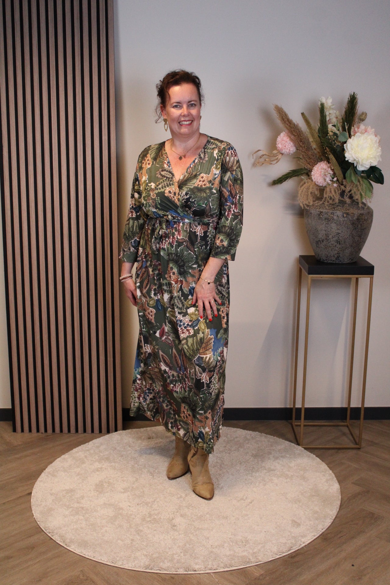 Christa | Grünes Kleid mit langen Ärmeln, Größe 38 bis 44