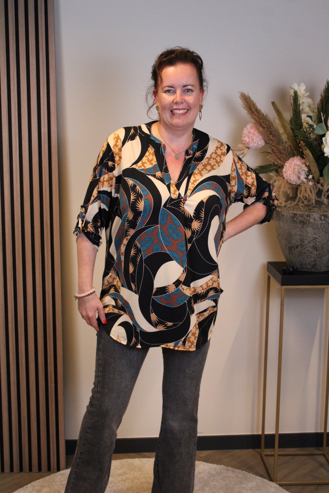 Dora | Bluse schwarz Langarm 52 bis 58