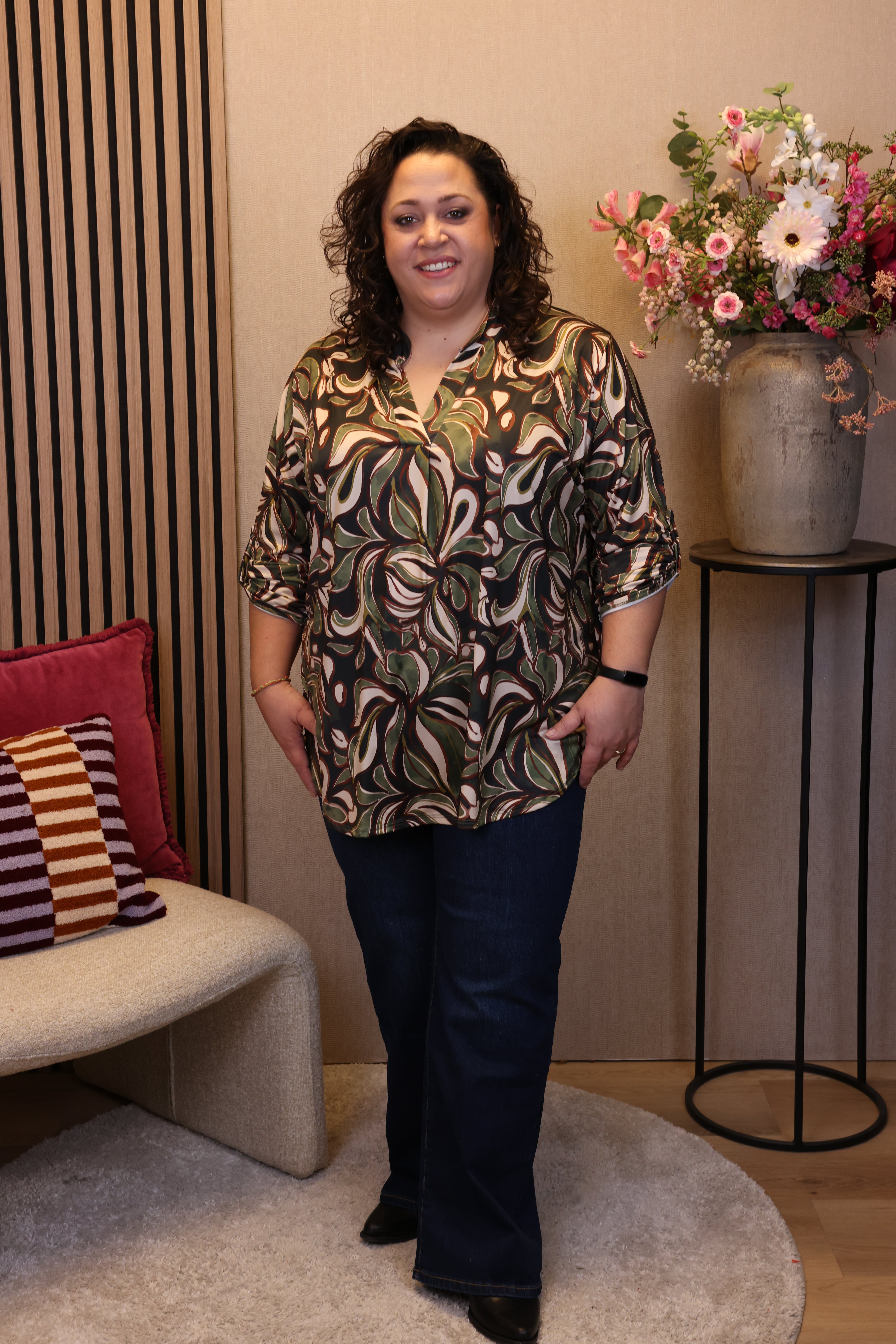 Dora | Bluse schwarz Langarm 52 bis 58