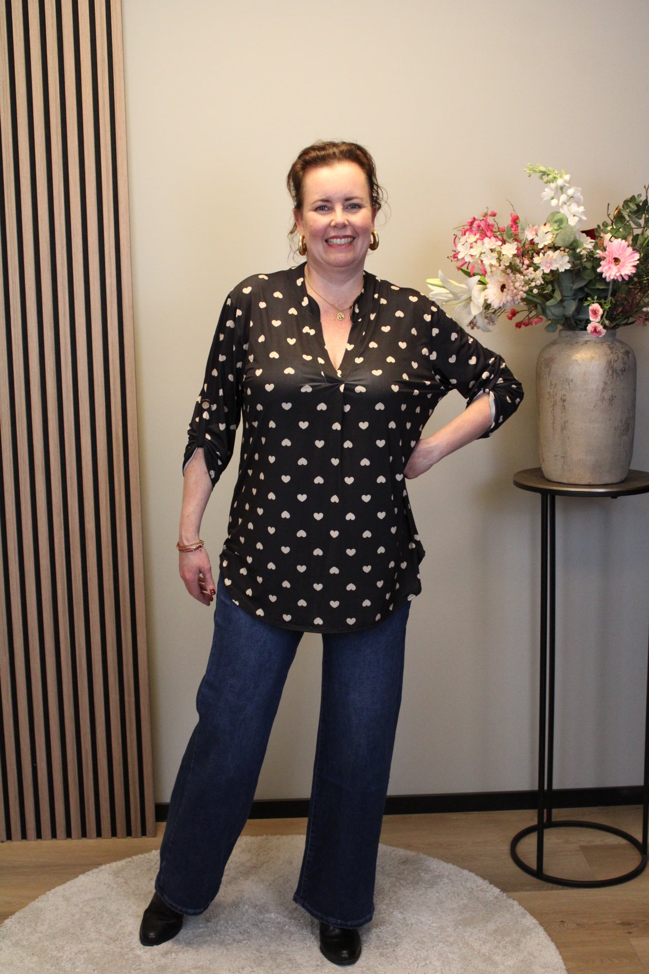 Dora | Bluse schwarz Langarm 52 bis 58