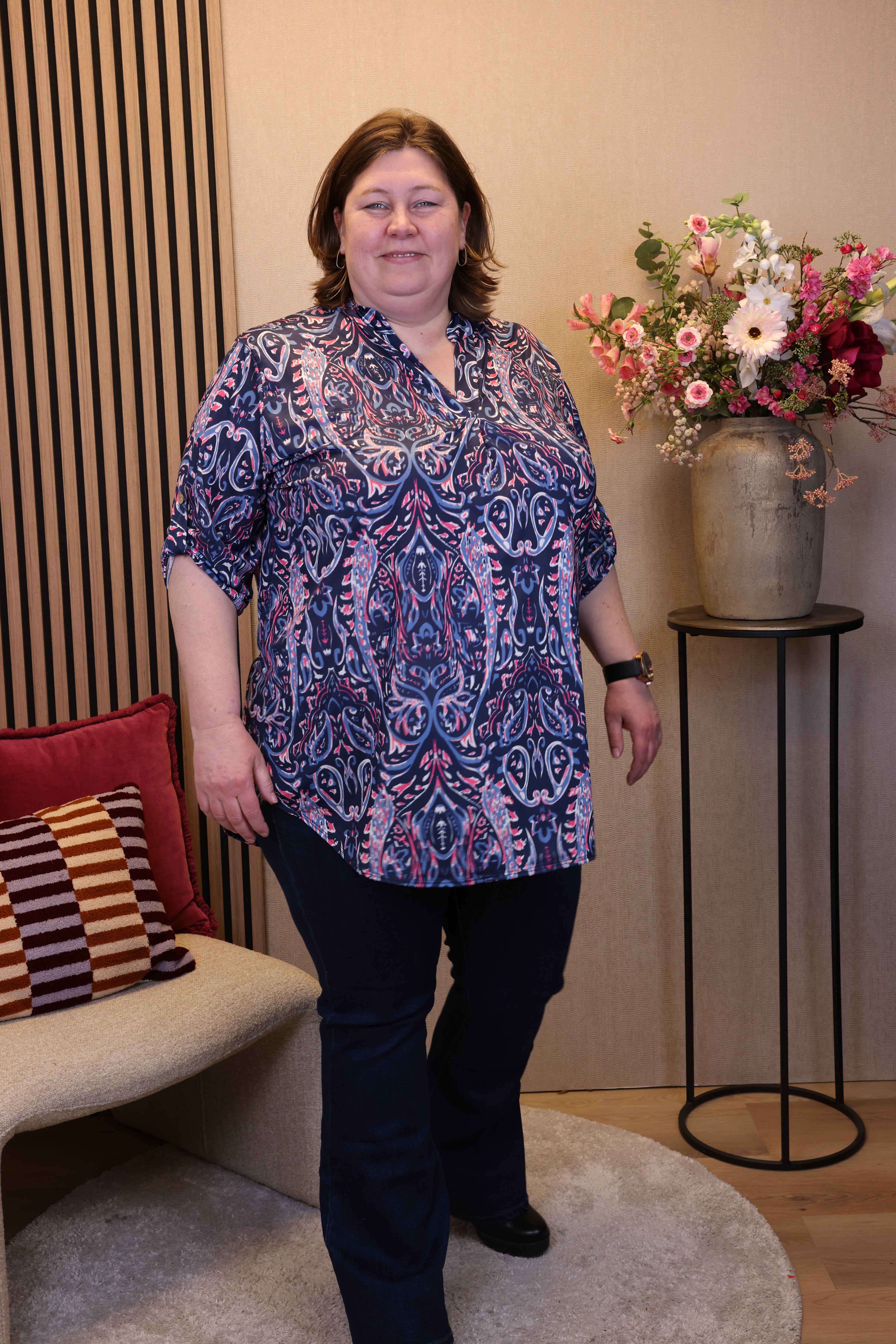 Dora | Bluse schwarz Langarm 52 bis 58