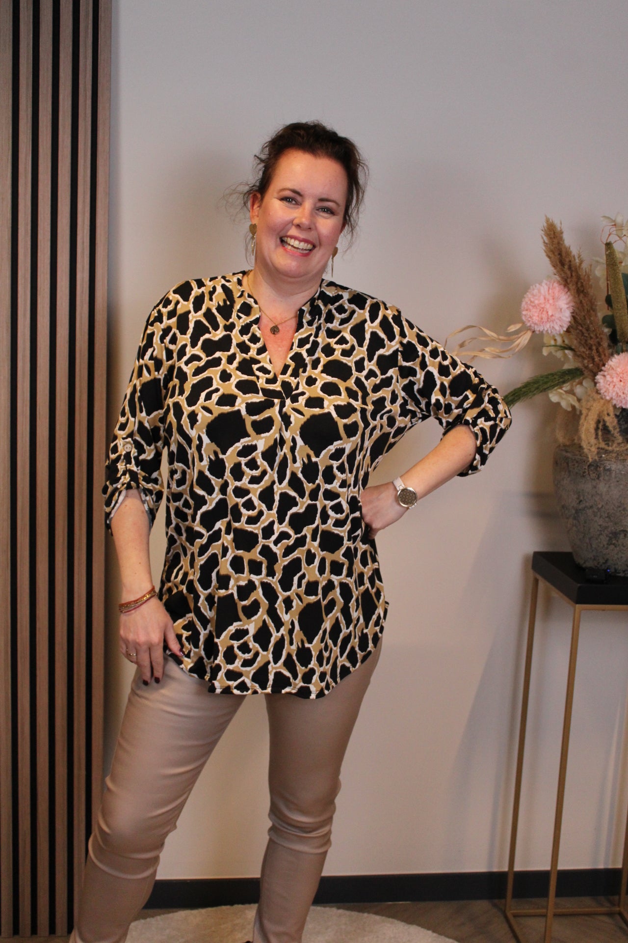 Dora | Bluse schwarz Langarm 48 bis 52