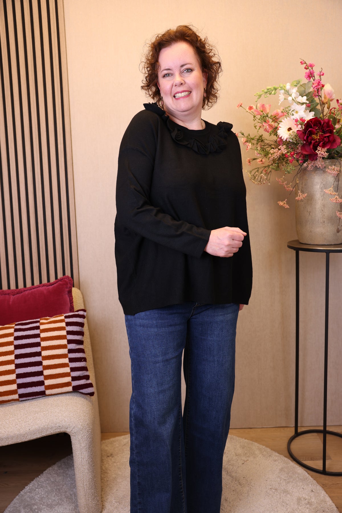 Dora | Bluse schwarz Langarm 52 bis 58