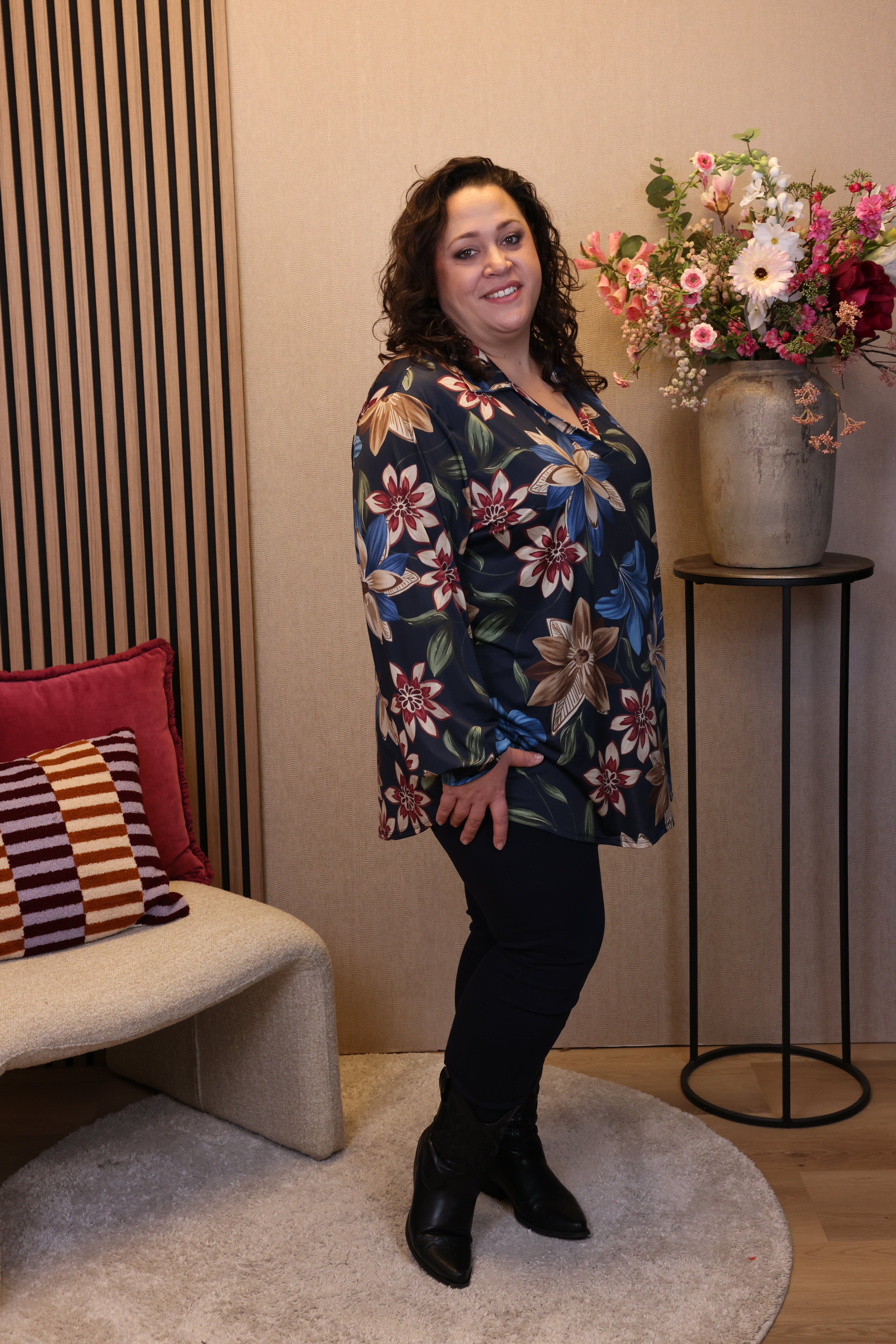 Dora | Bluse schwarz Langarm 52 bis 58