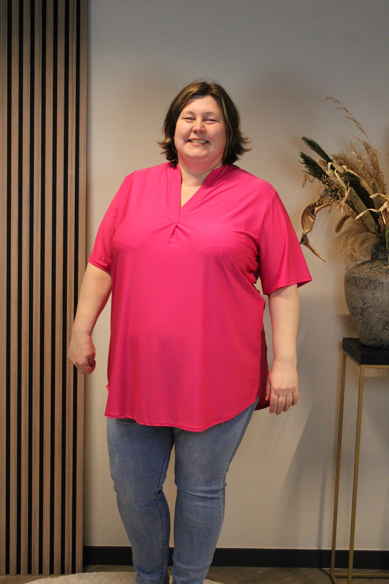 Juna | Bluse rosa Kurzarm 52 bis 58