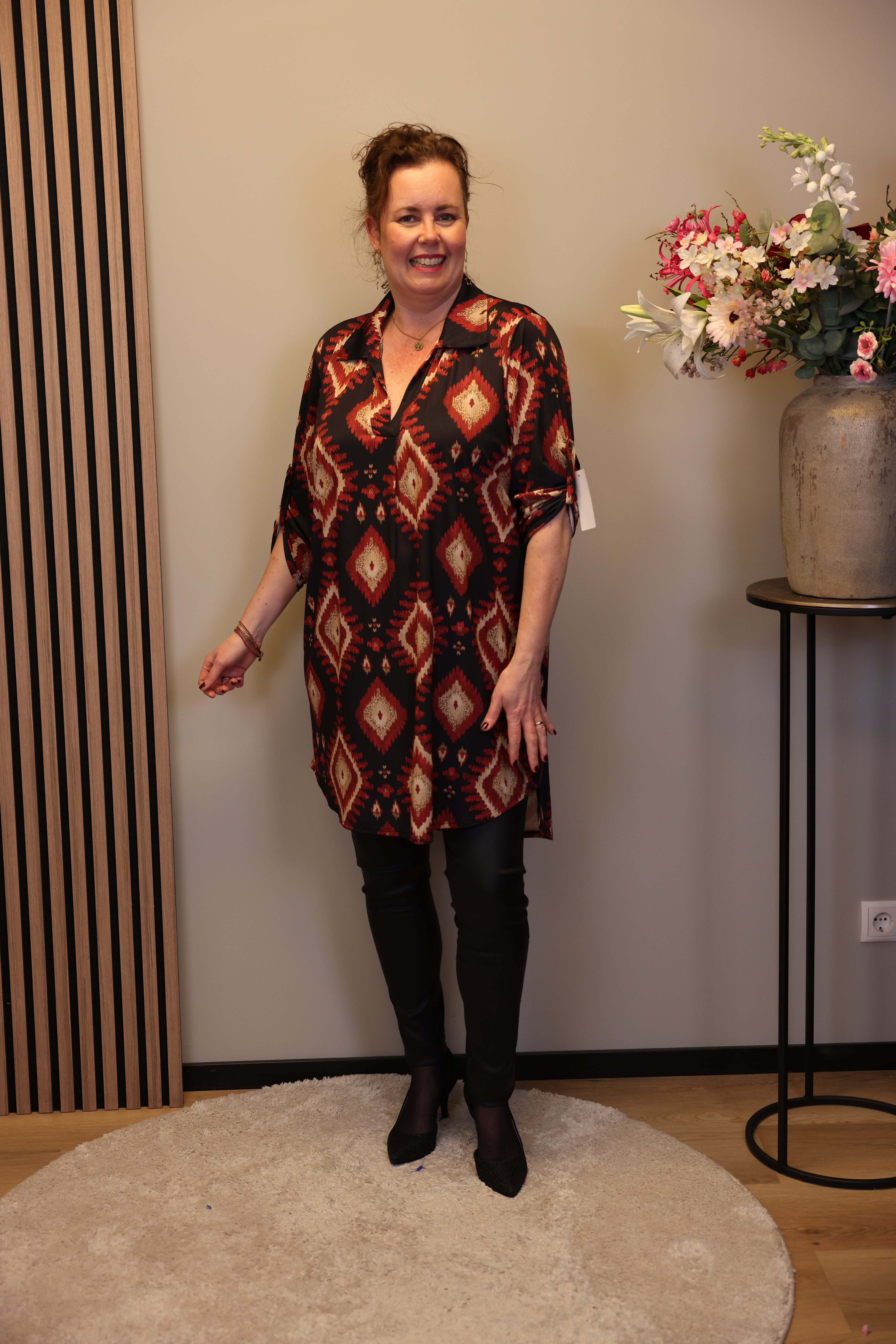 Lana | Blaue Bluse mit Kragen 38 bis 48