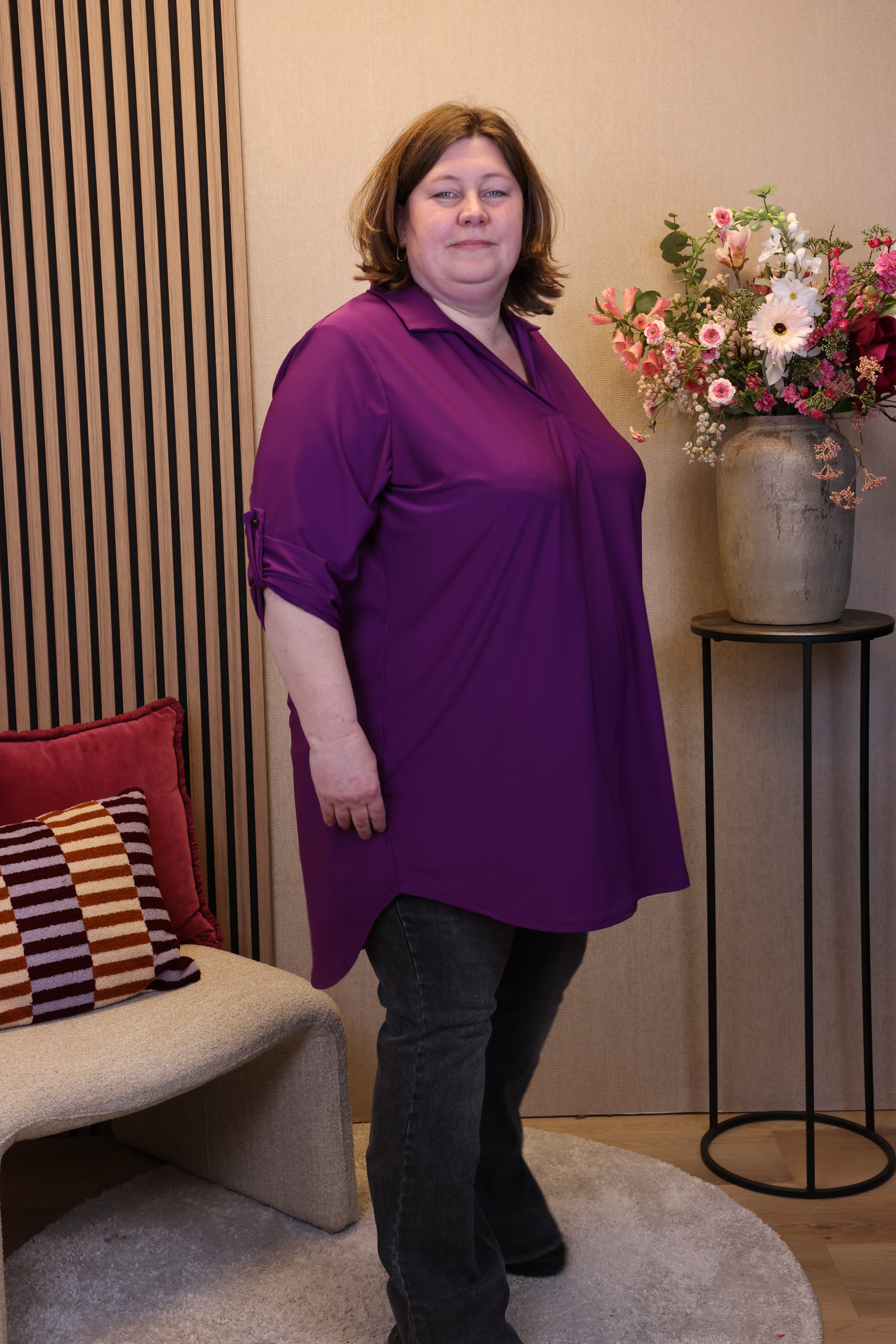 Dora | Bluse schwarz Langarm 52 bis 58