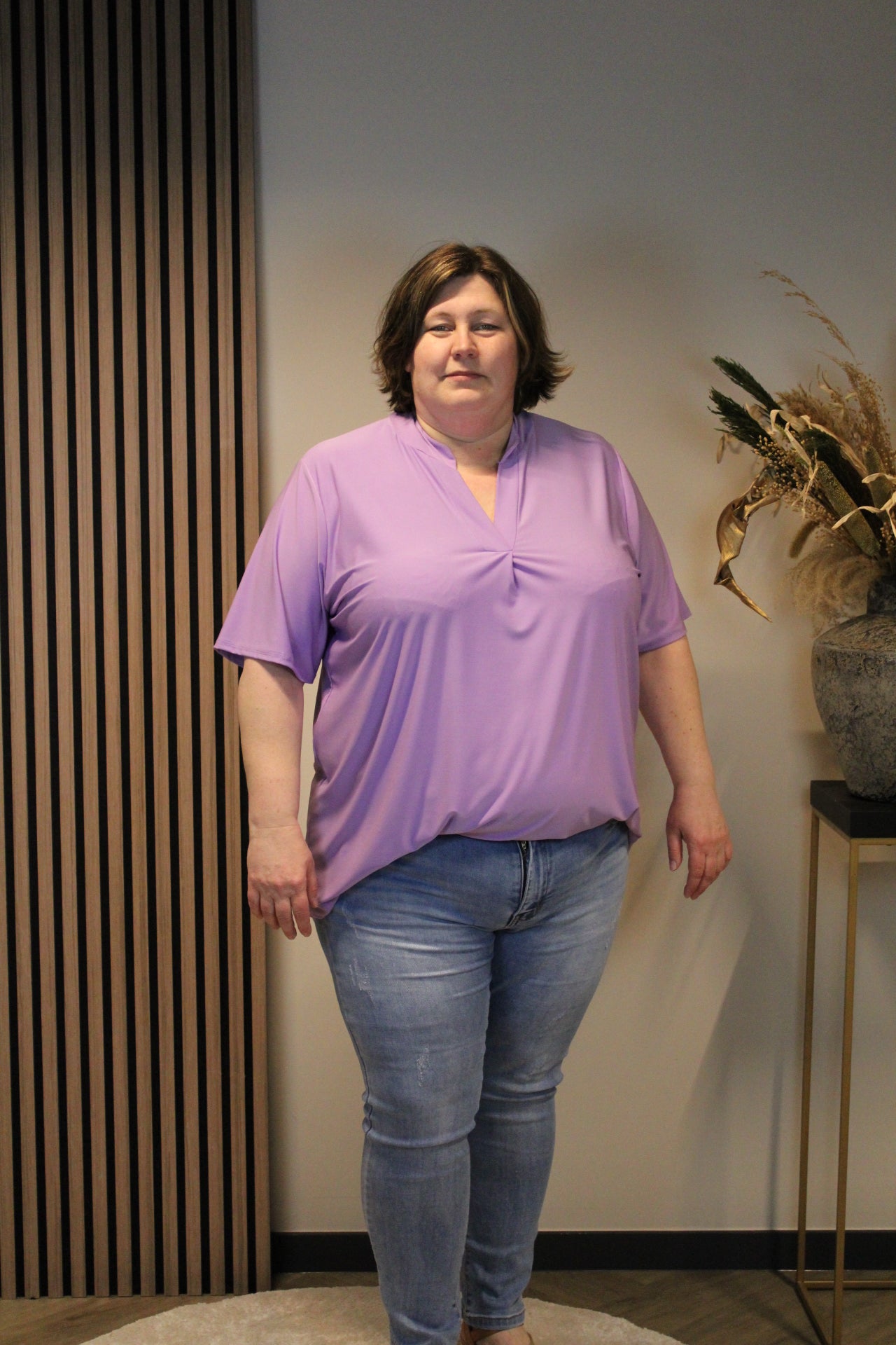 Juna | Bluse lila Kurzarm 52 bis 58