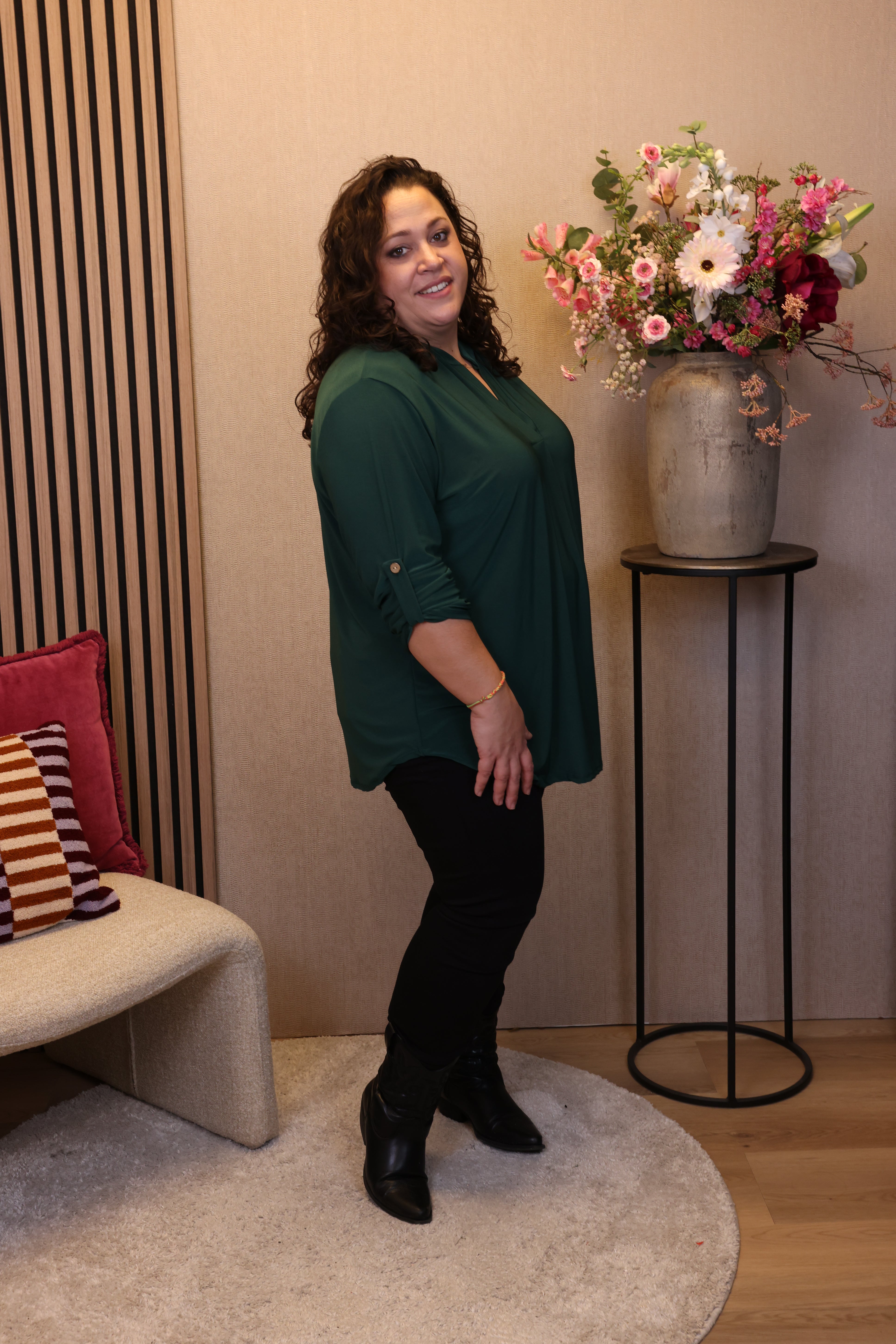 Dora | Bluse schwarz Langarm 52 bis 58