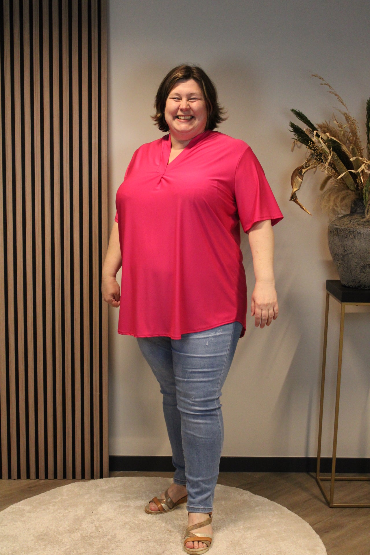 Juna | Bluse rosa Kurzarm 52 bis 58