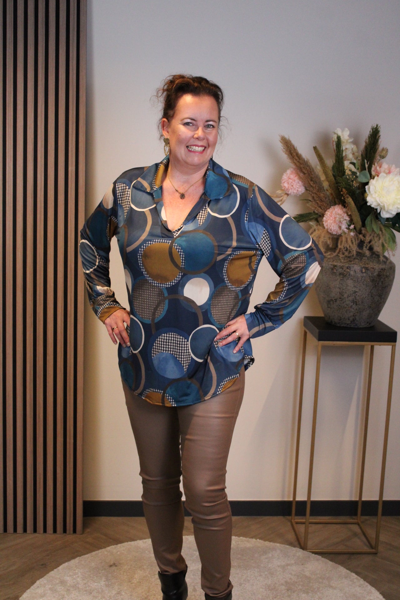 Manouk | Blouse met kraagje blauw 48 t/m 52