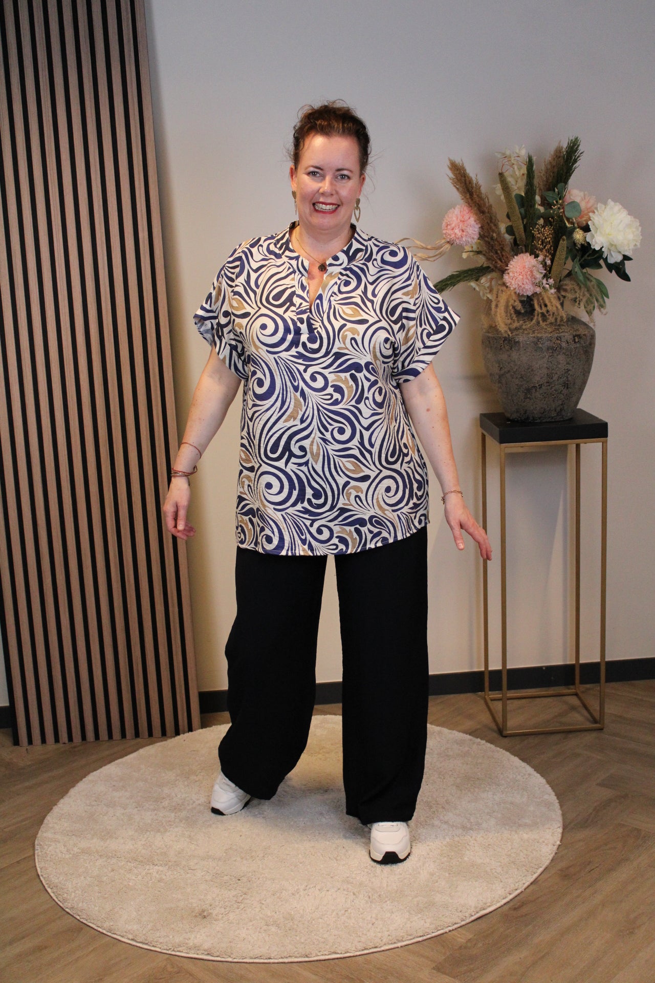 Dora | Bluse schwarz Langarm 52 bis 58