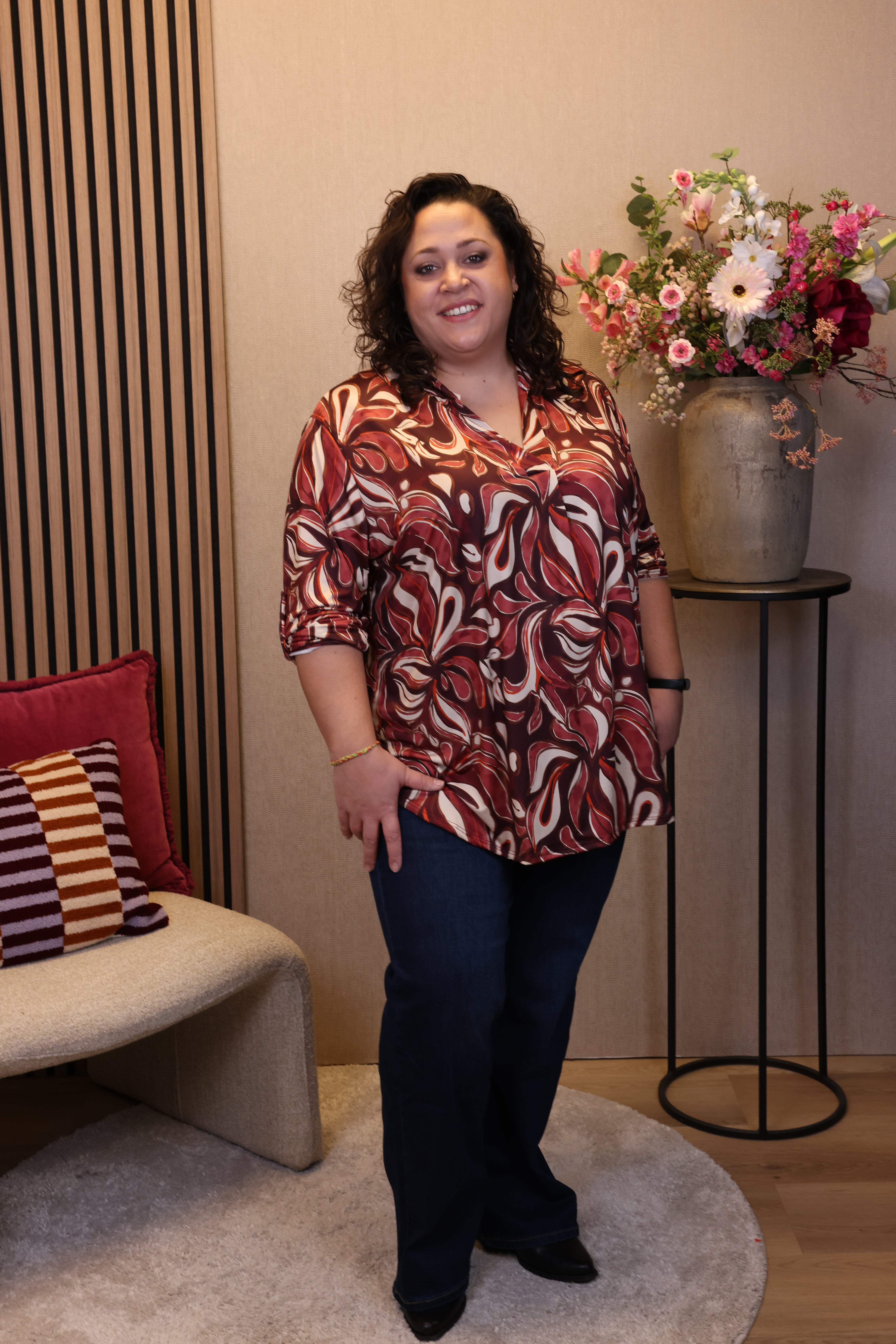 Dora | Bluse schwarz Langarm 52 bis 58
