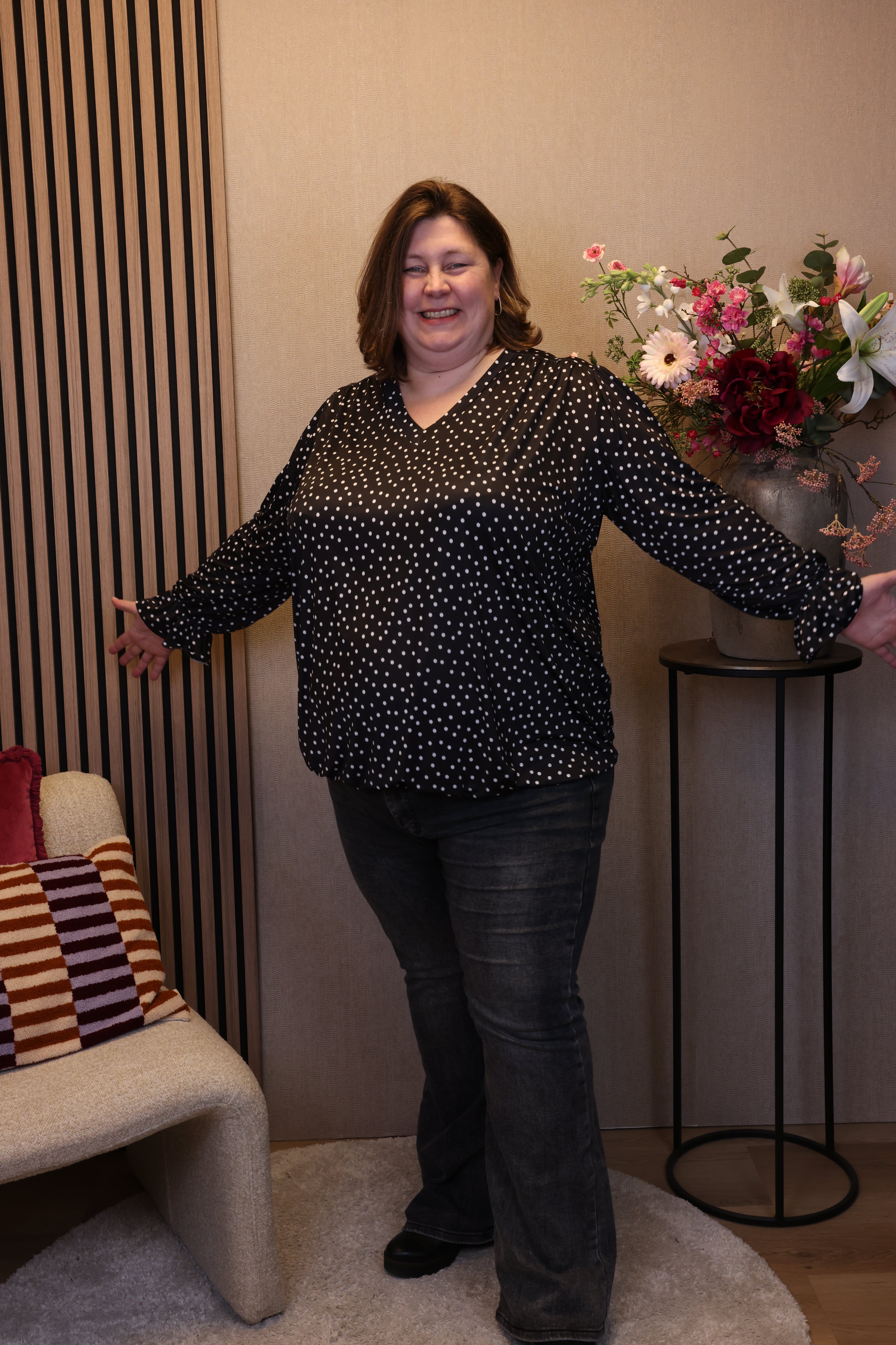 Dora | Bluse schwarz Langarm 52 bis 58