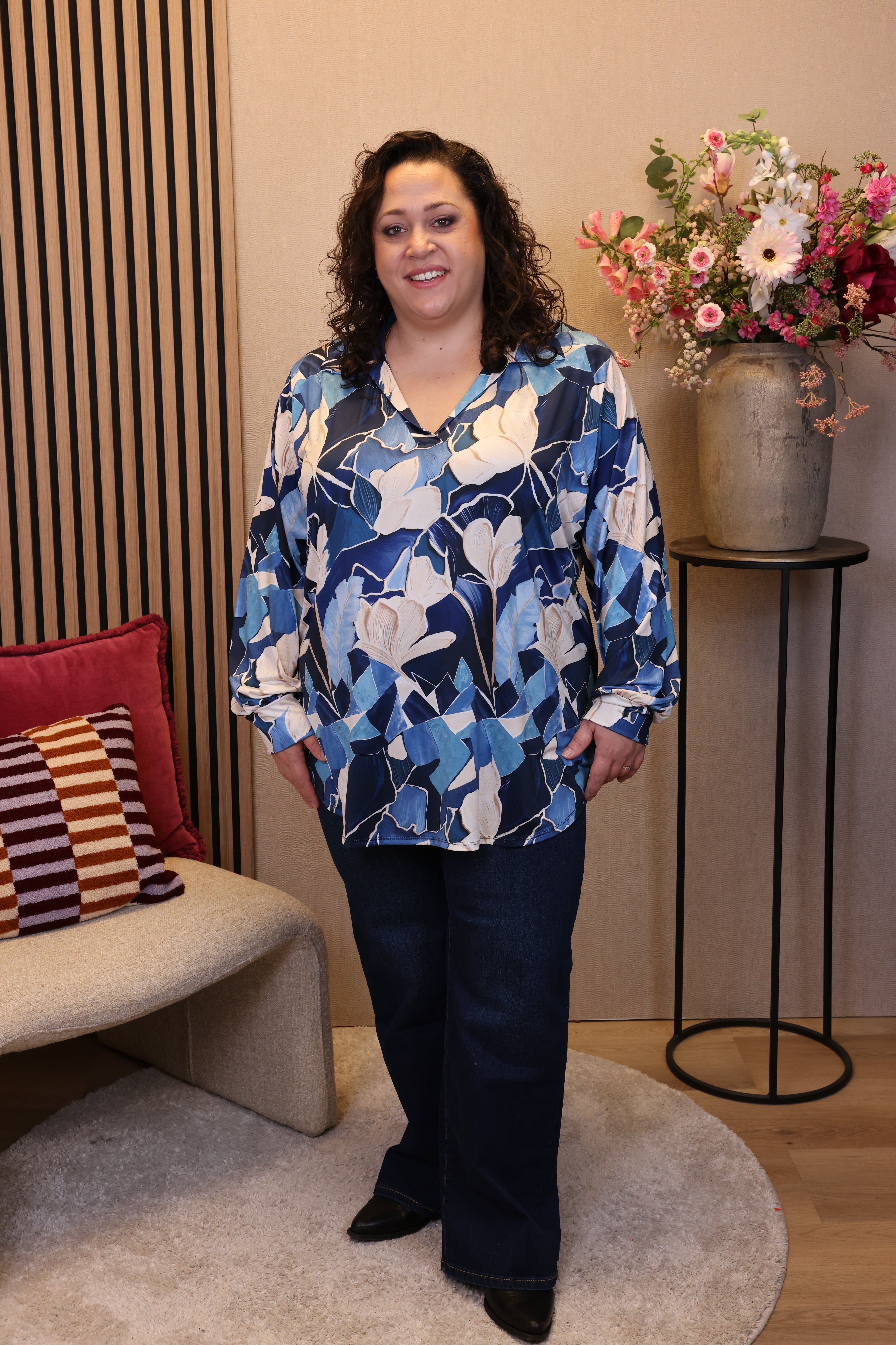 Dora | Bluse schwarz Langarm 52 bis 58