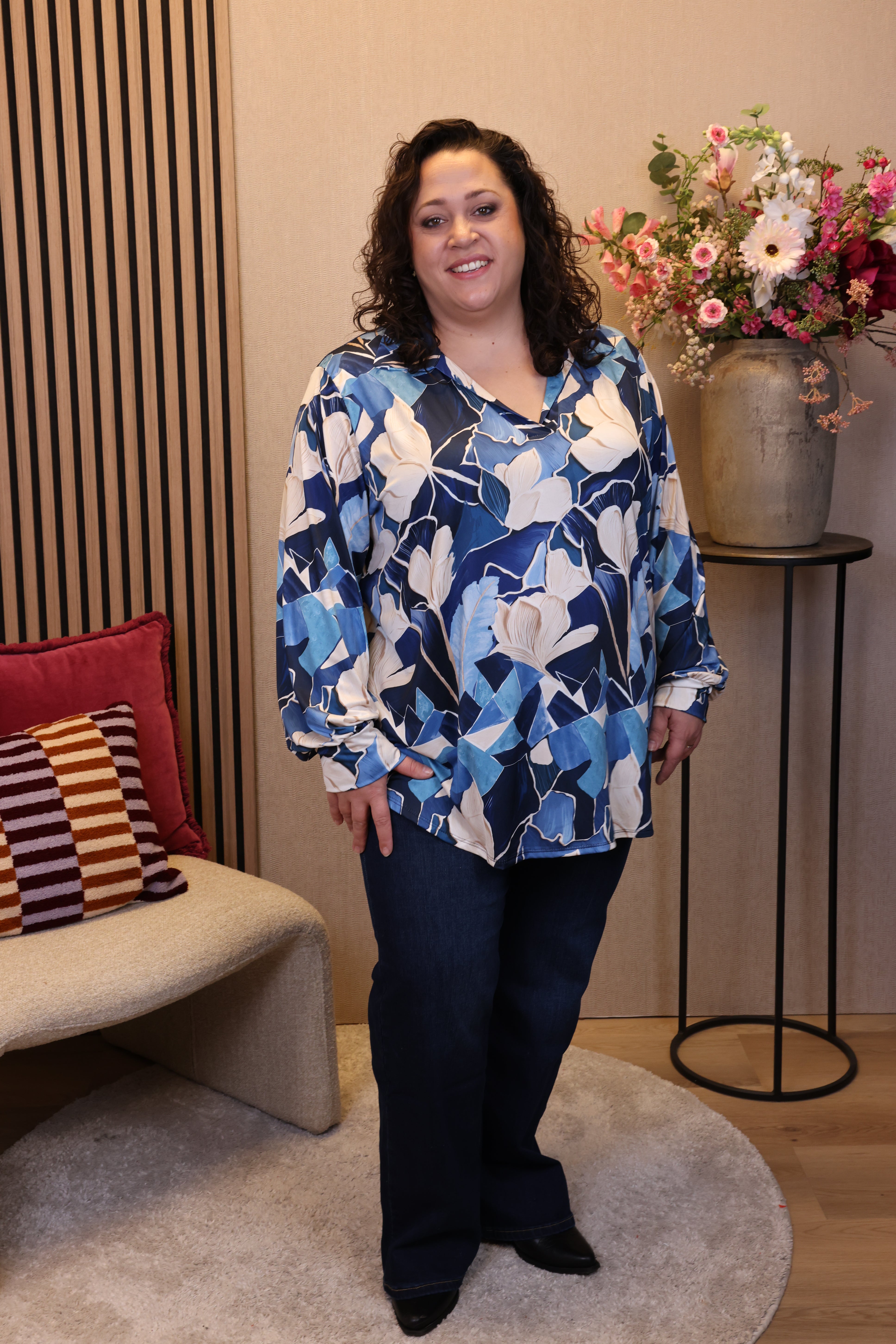 Dora | Bluse schwarz Langarm 52 bis 58