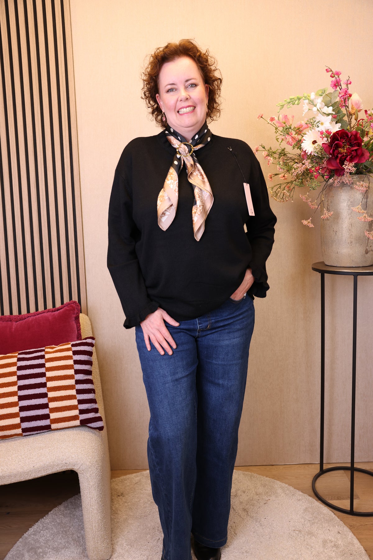 Dora | Bluse schwarz Langarm 52 bis 58