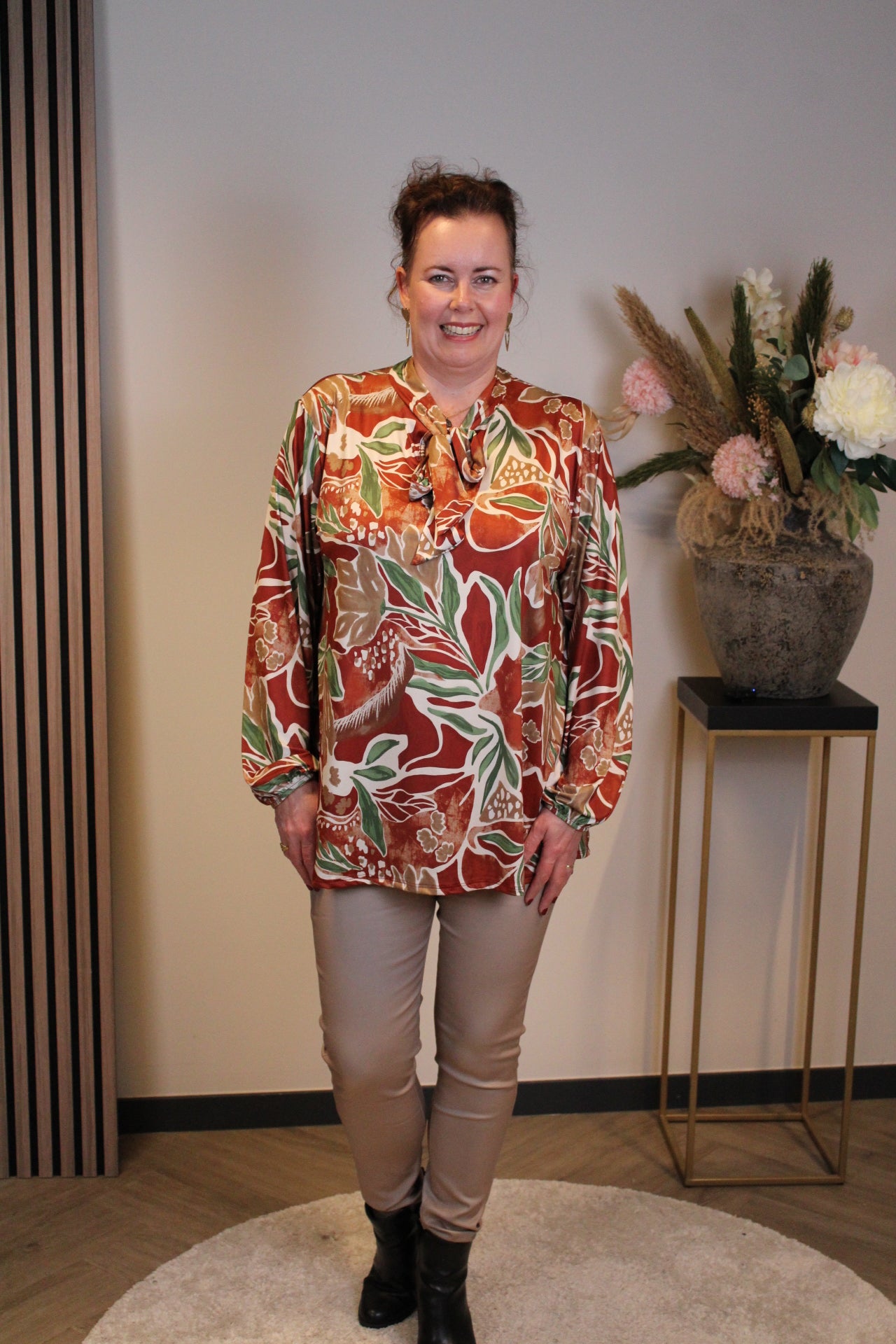 Miekje | Bluse braun Langarm 38 bis 48