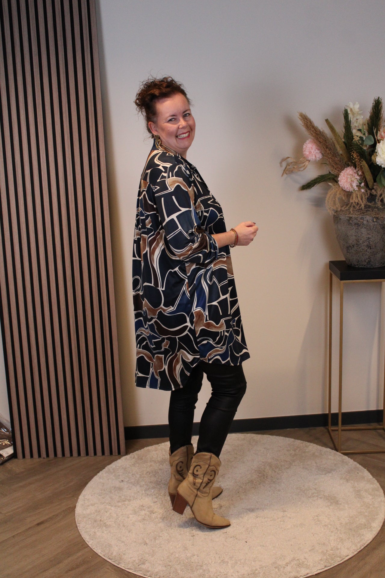 Lana | Blaue Bluse mit Kragen 38 bis 48