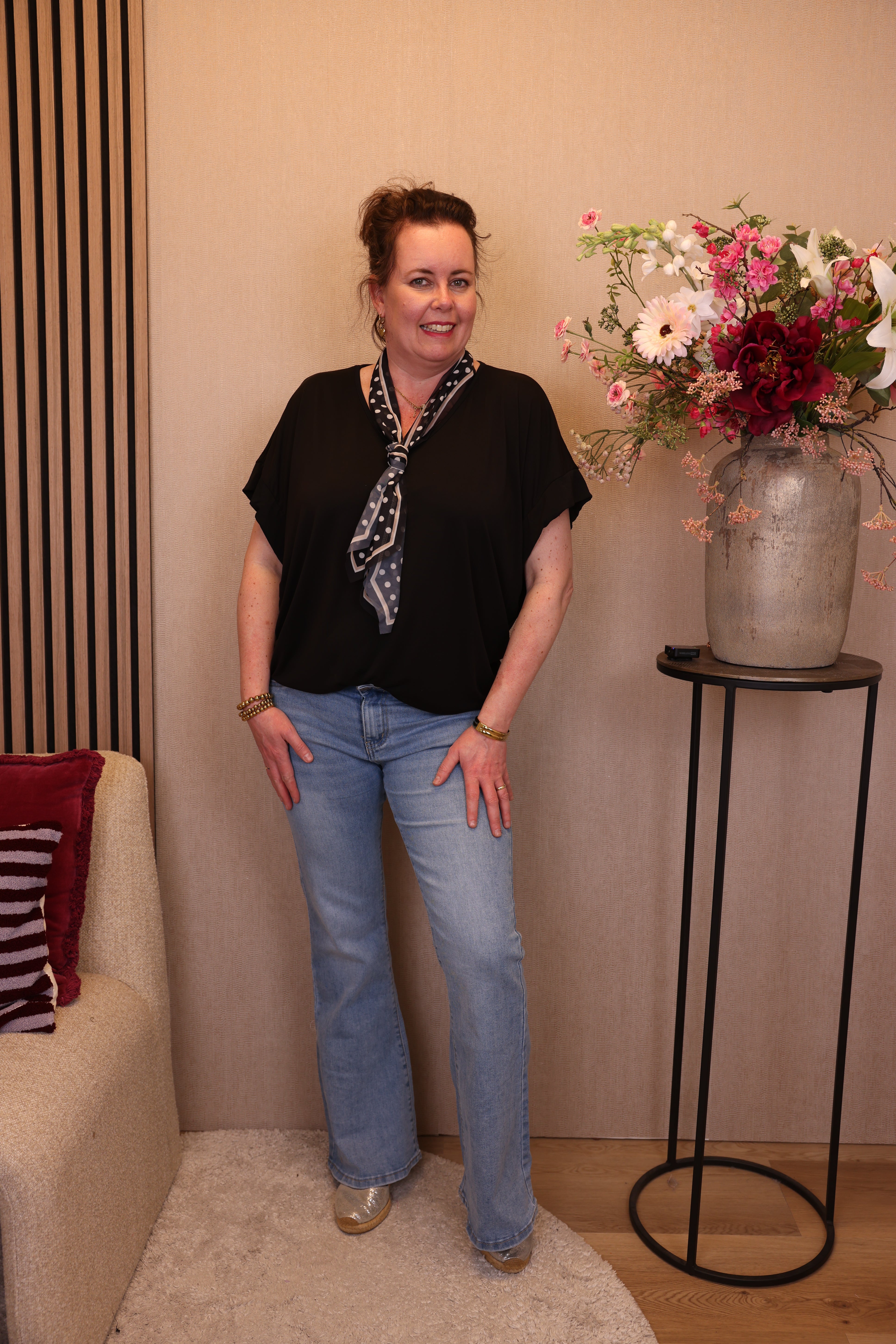 Dora | Bluse schwarz Langarm 52 bis 58