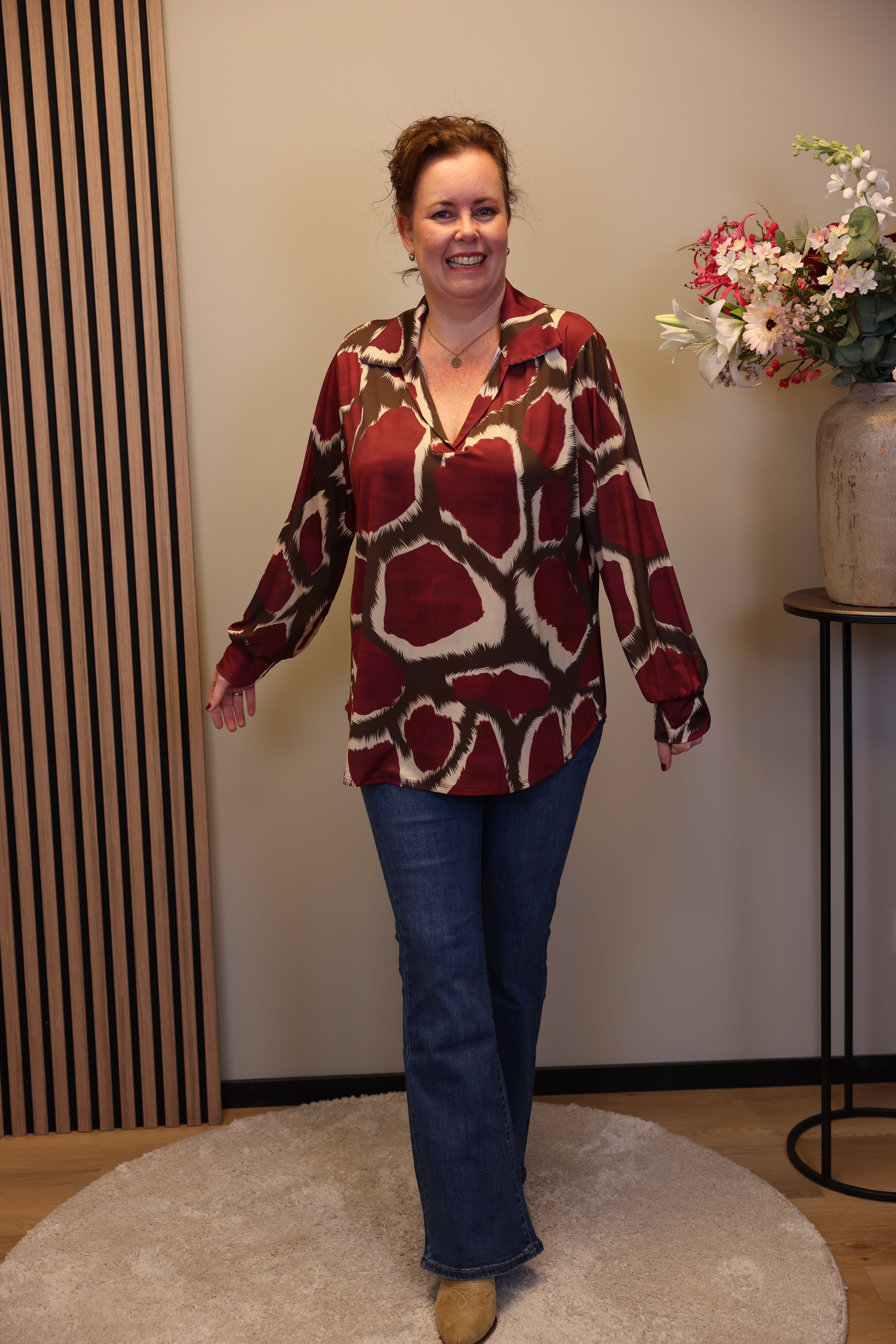 Mona | Grüne Bluse mit Kragen 38 bis 48