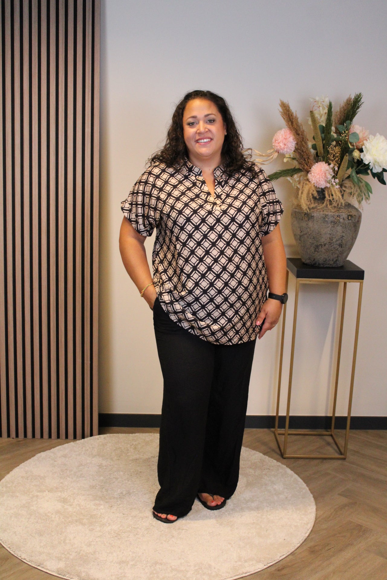 Dora | Bluse schwarz Langarm 52 bis 58