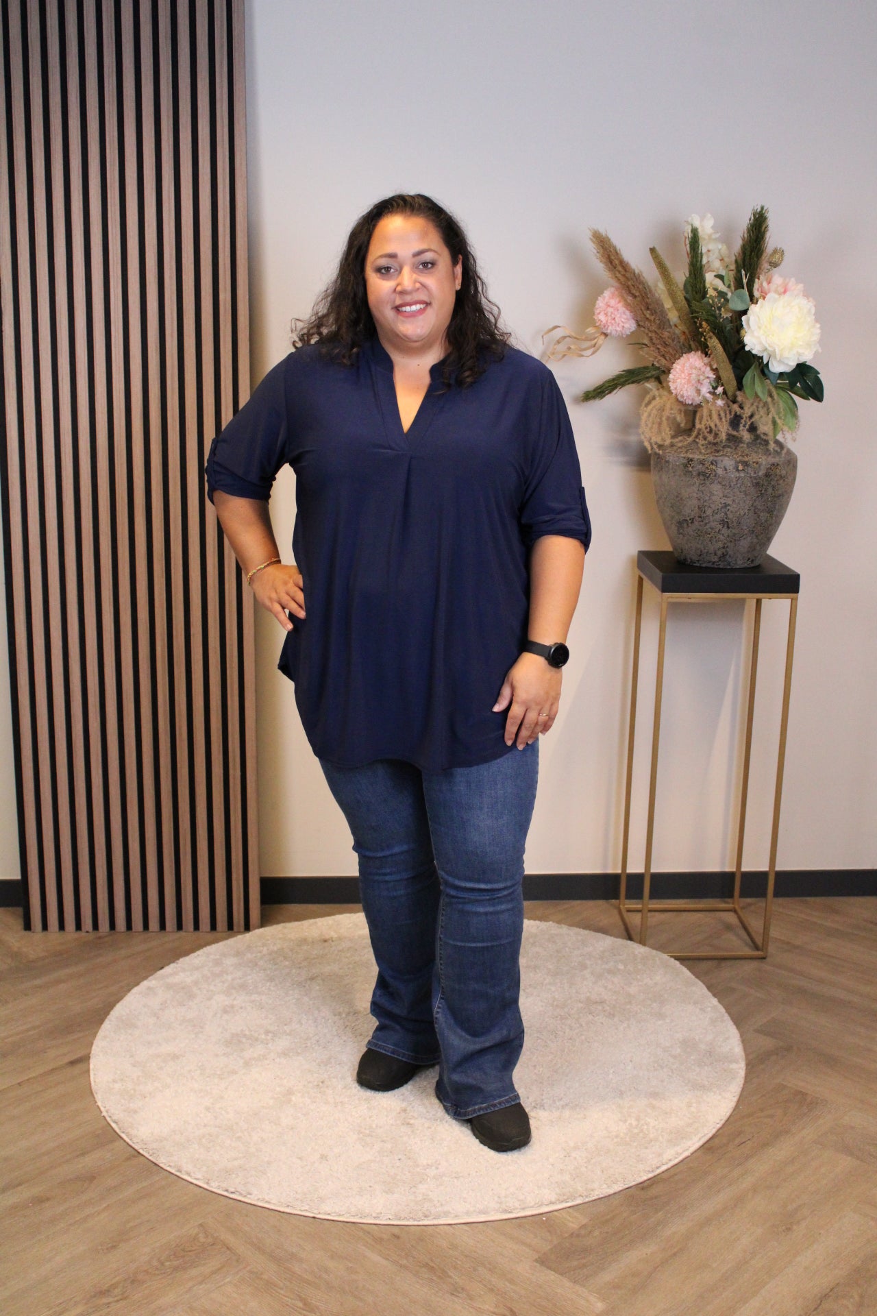 Mara | Bluse marine langarm 48 bis 52