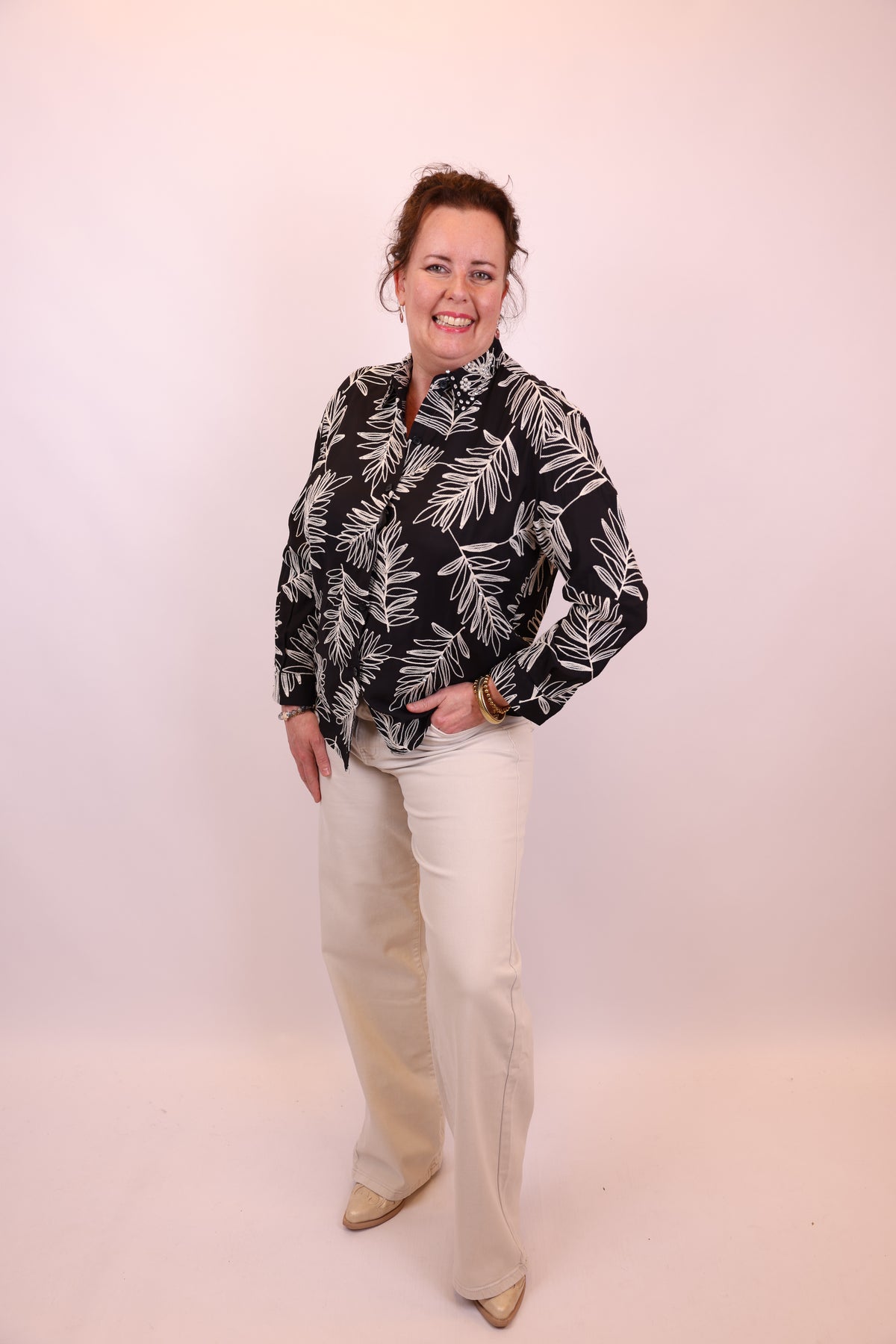 Dora | Bluse schwarz Langarm 52 bis 58