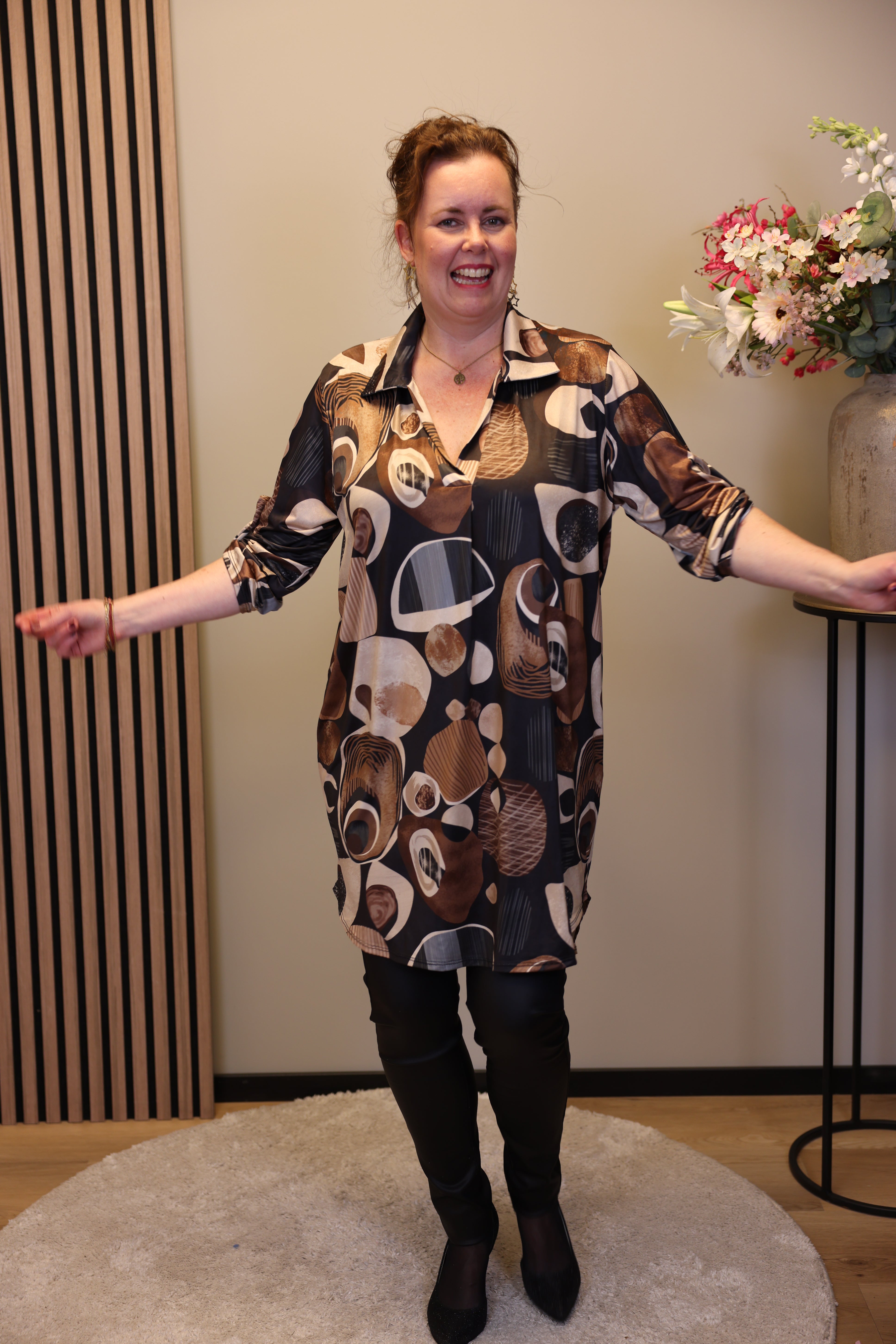 Lana | Blaue Bluse mit Kragen 38 bis 48