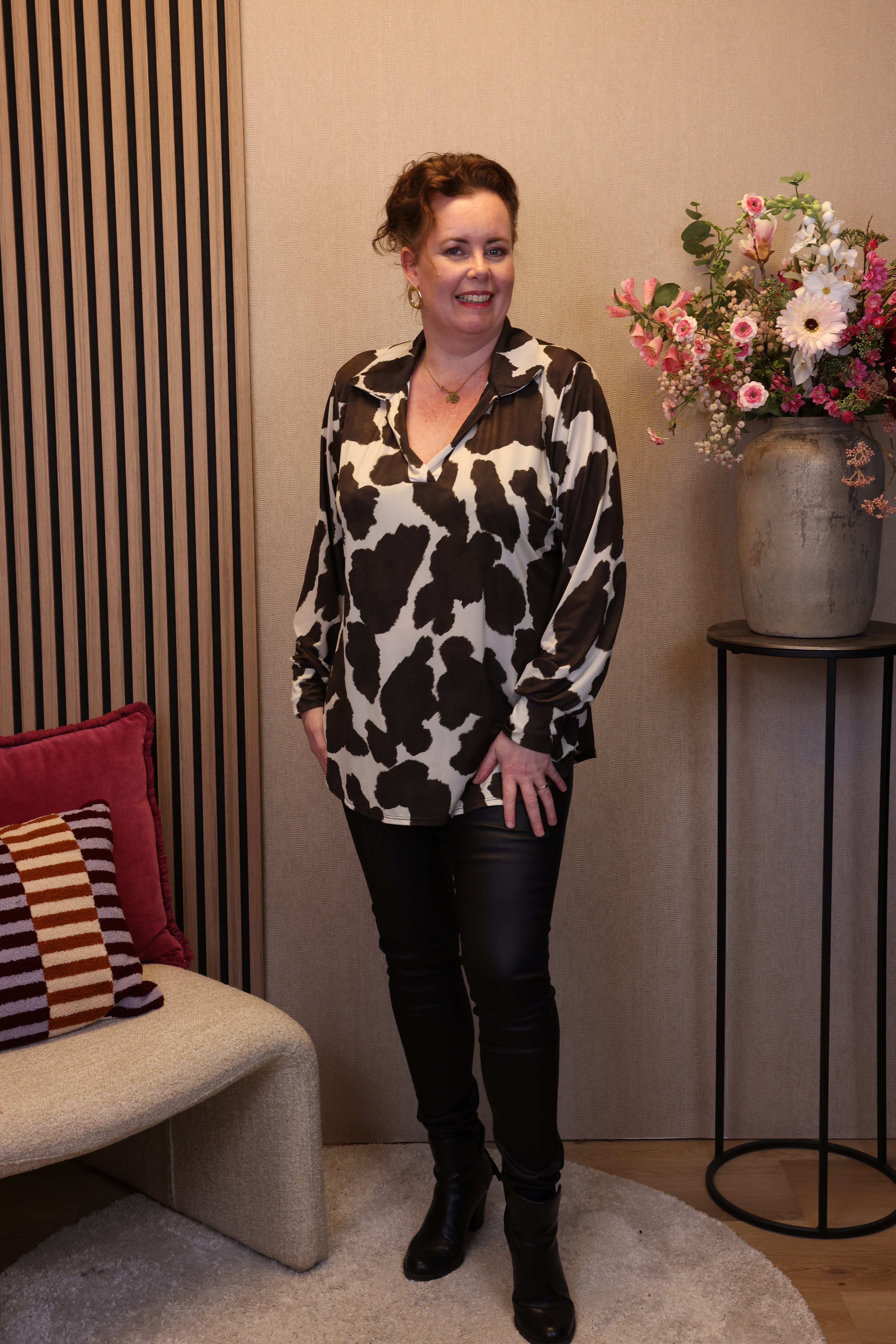Dora | Bluse schwarz Langarm 52 bis 58