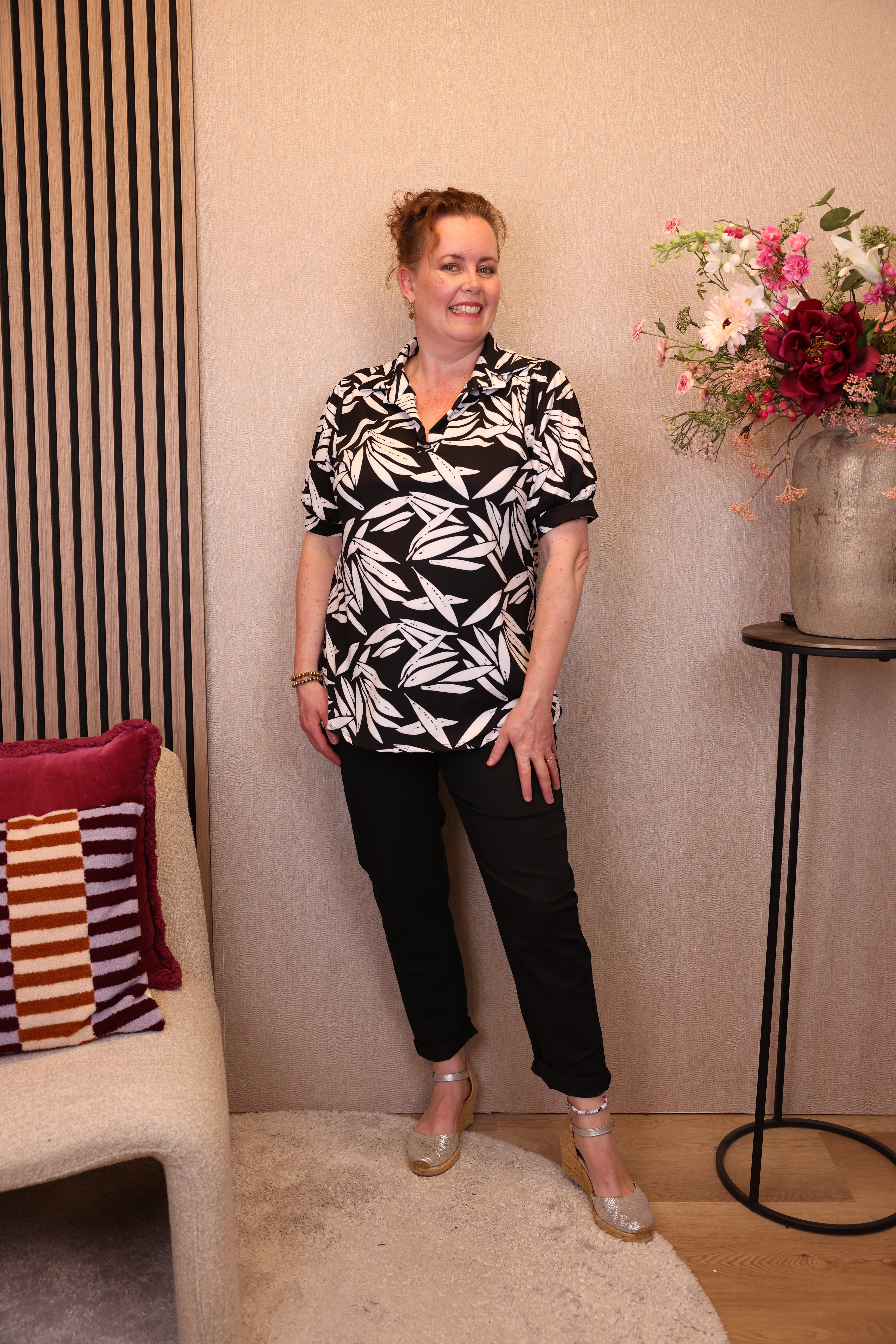 Dora | Bluse schwarz Langarm 52 bis 58