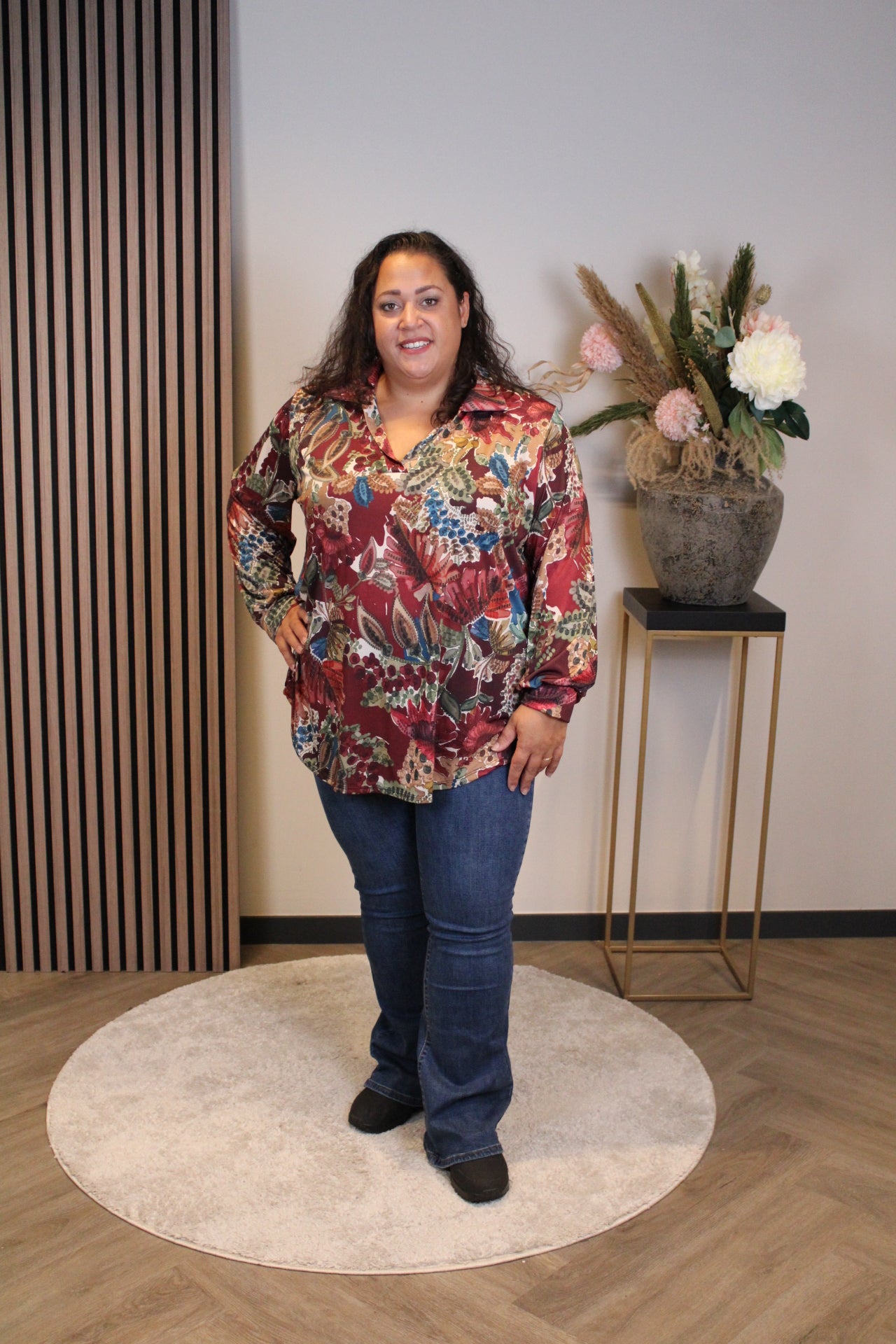 Helena | Bluse mit rosa Kragen 48 bis 52