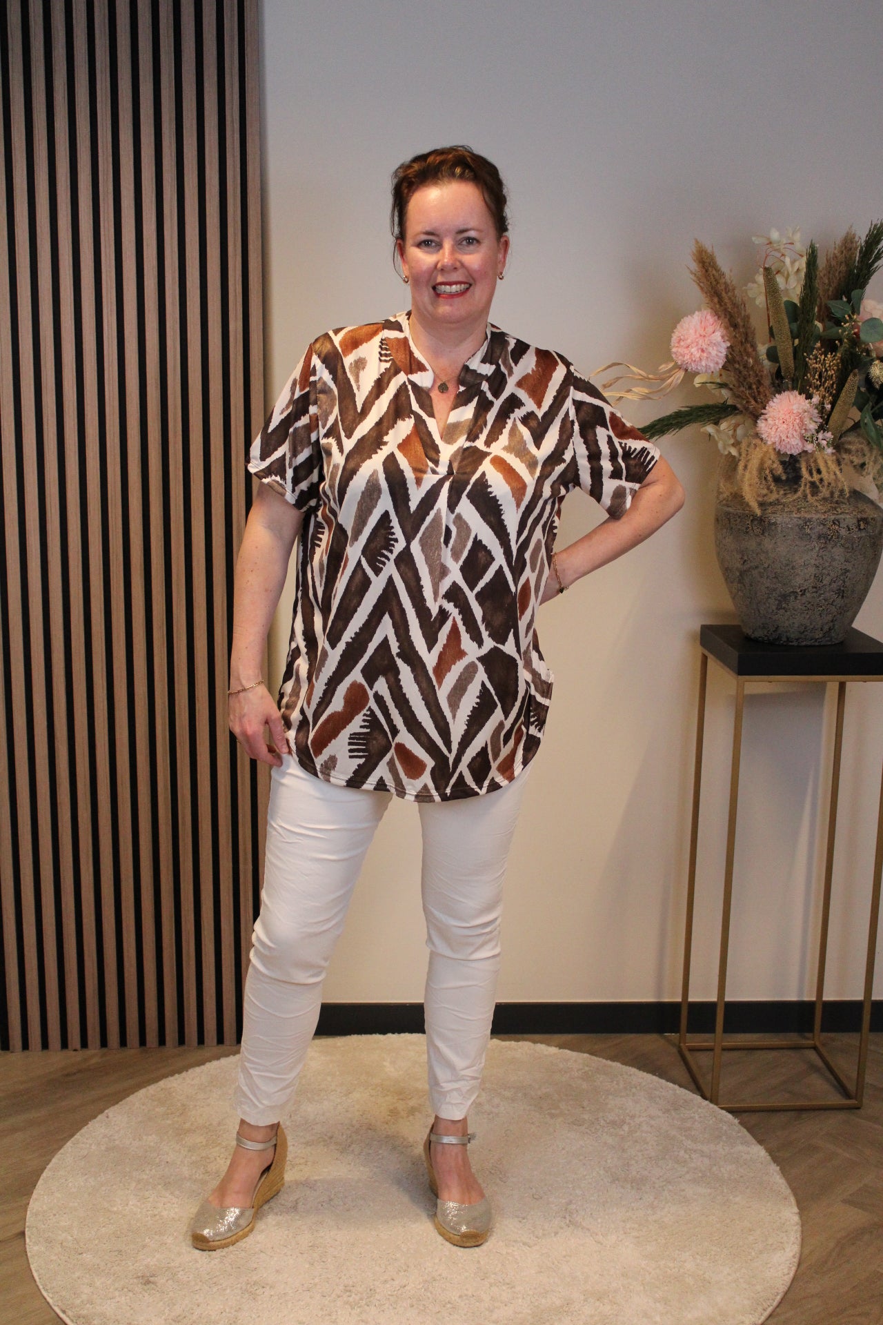 Hannah | Bluse braun Kurzarm 38 bis 48