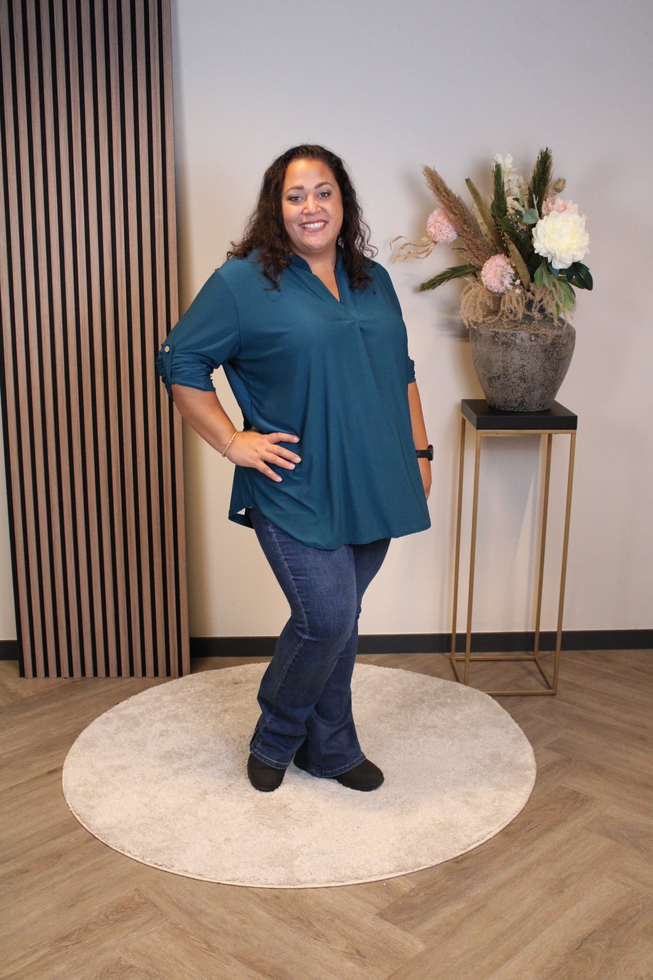 Mara | Bluse türkis Langarm 48 bis 52