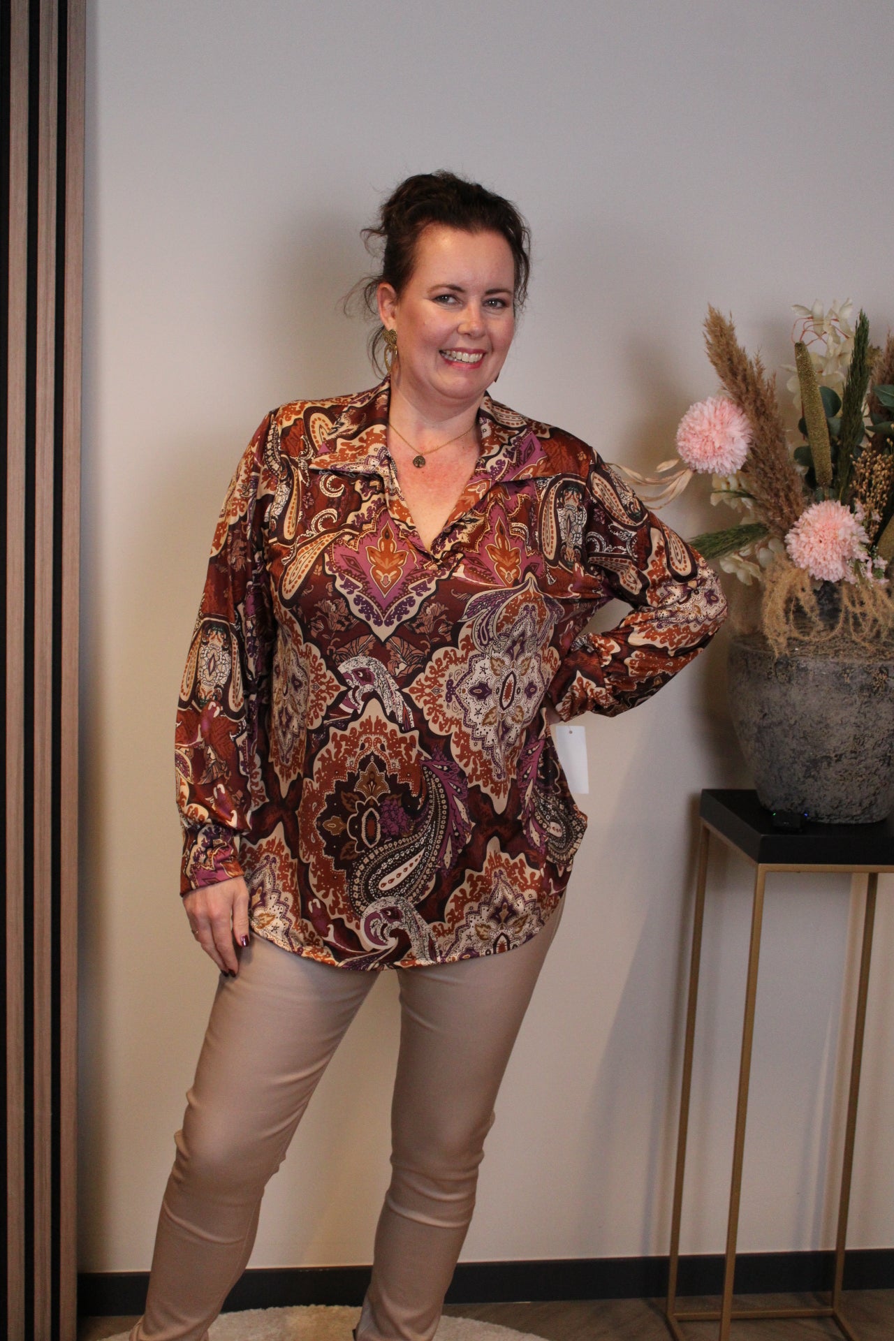 Dora | Bluse schwarz Langarm 52 bis 58