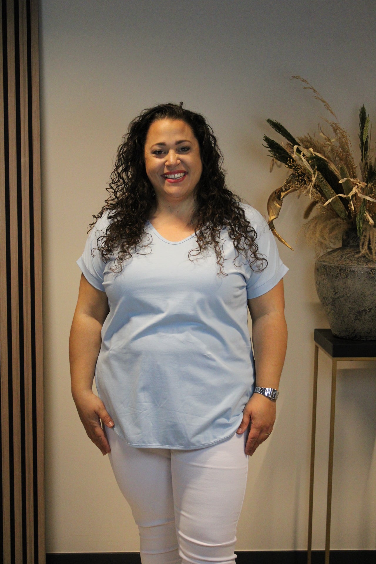 Eva | Babyblaues Kurzarm-Top 40 bis 48