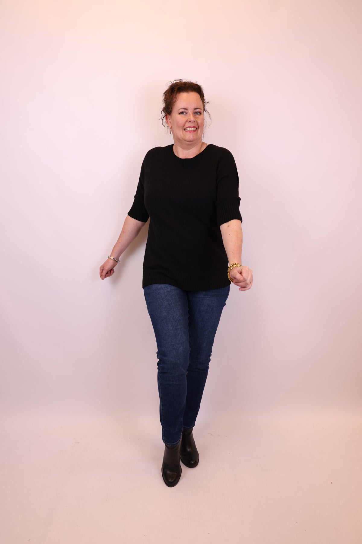 Dora | Bluse schwarz Langarm 52 bis 58