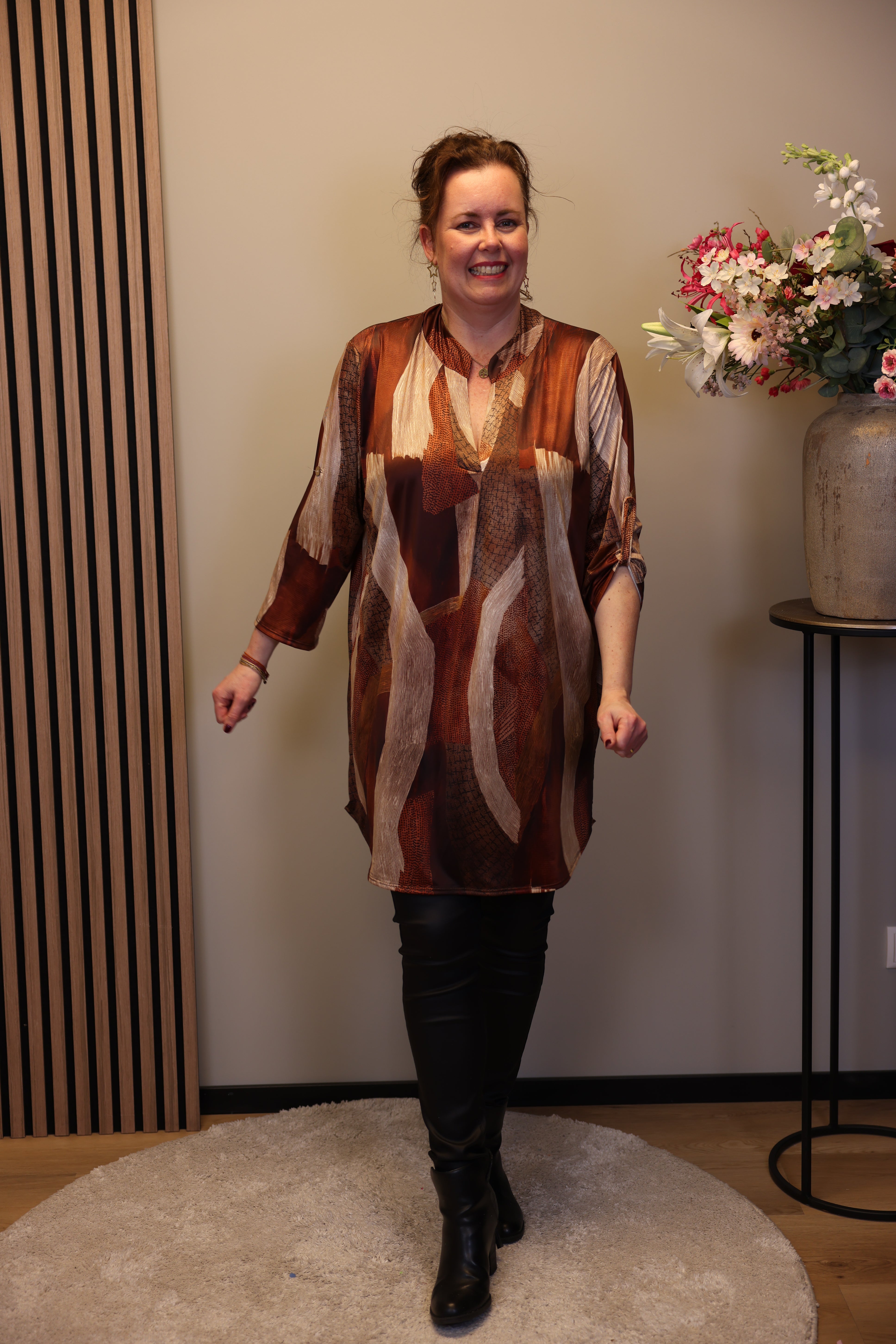 Lana | Blaue Bluse mit Kragen 38 bis 48