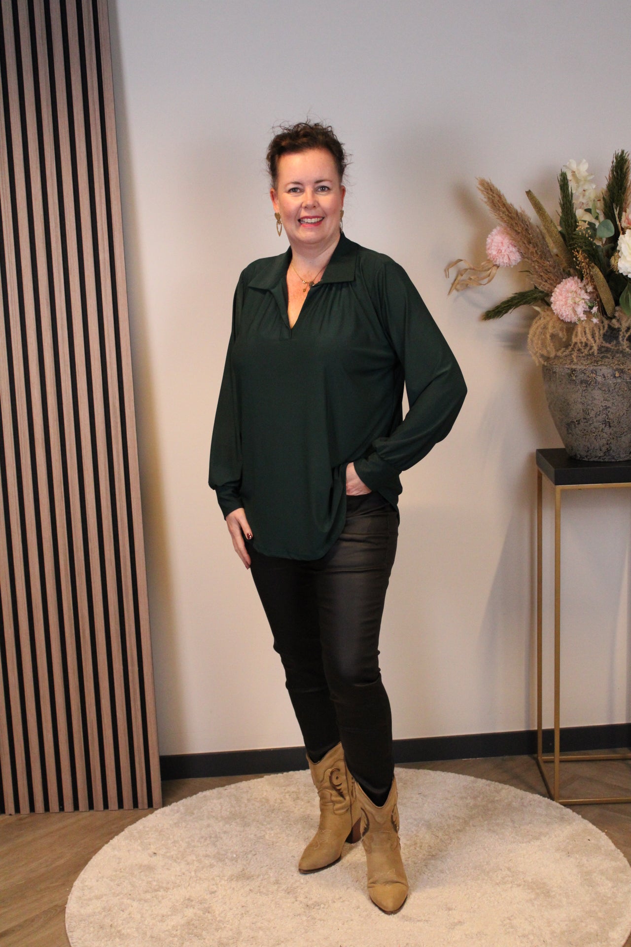Dora | Bluse schwarz Langarm 52 bis 58