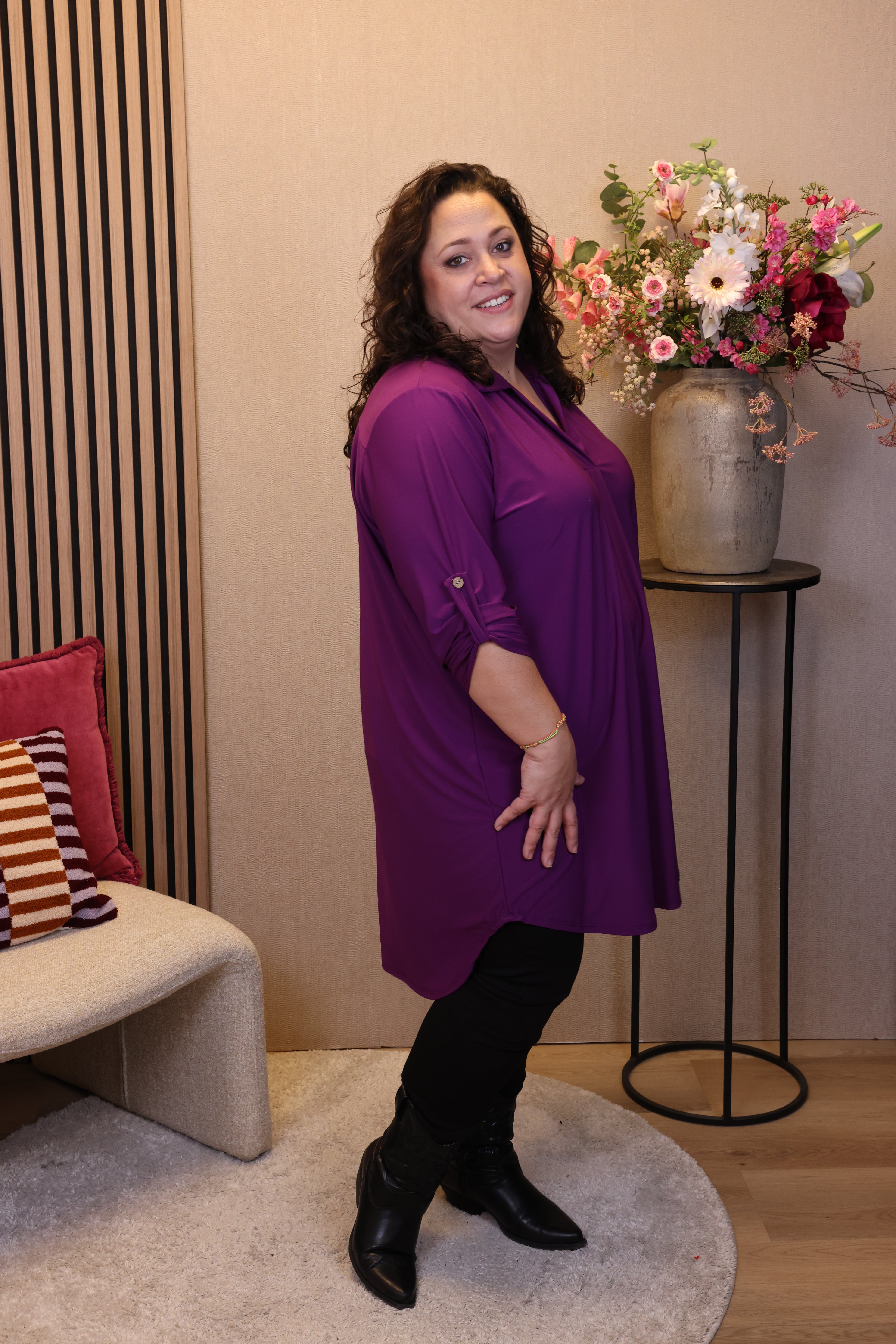 Dora | Bluse schwarz Langarm 52 bis 58