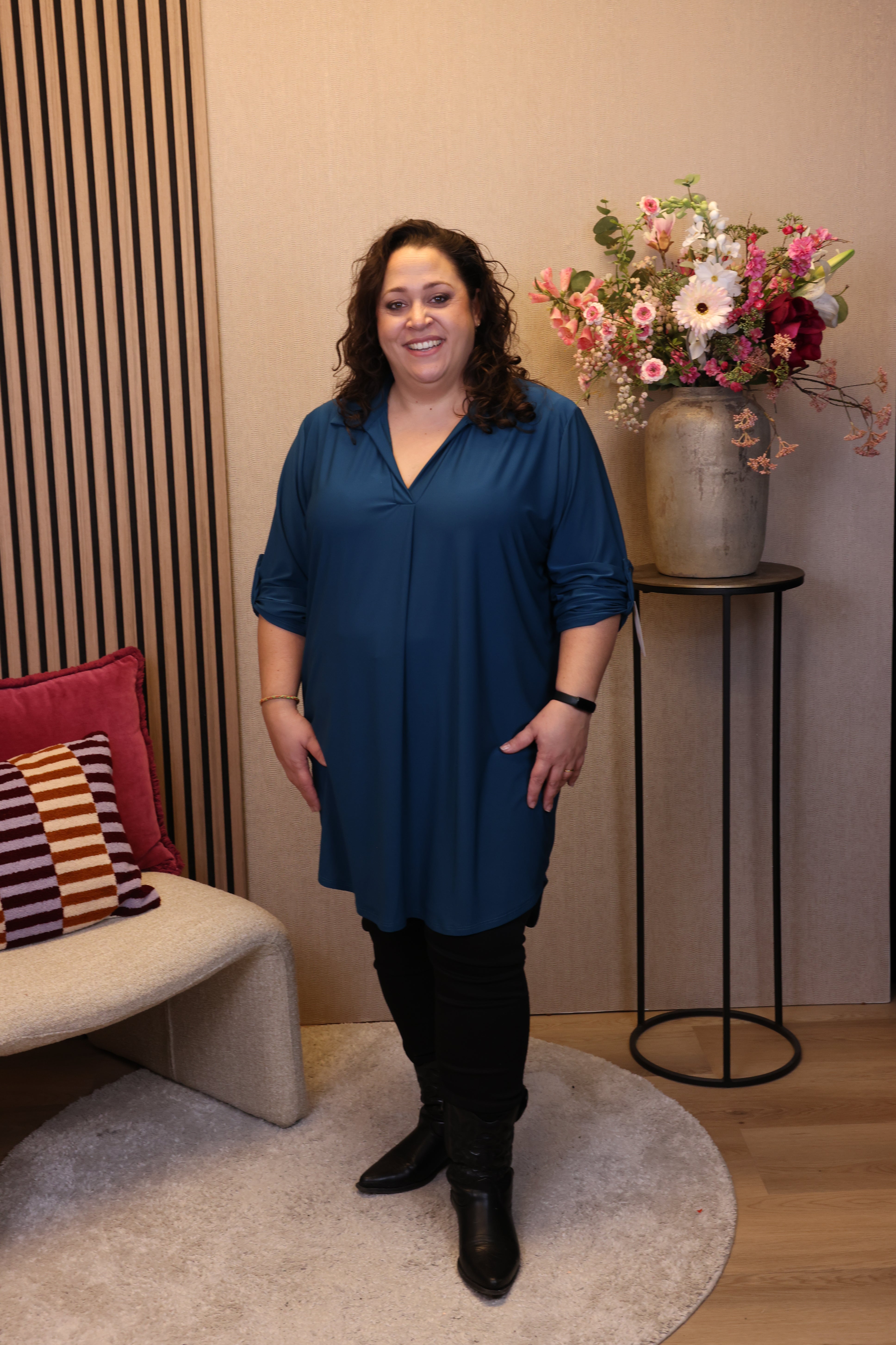 Marieke | Tuniek aqua met kraagje 48 t/m 52