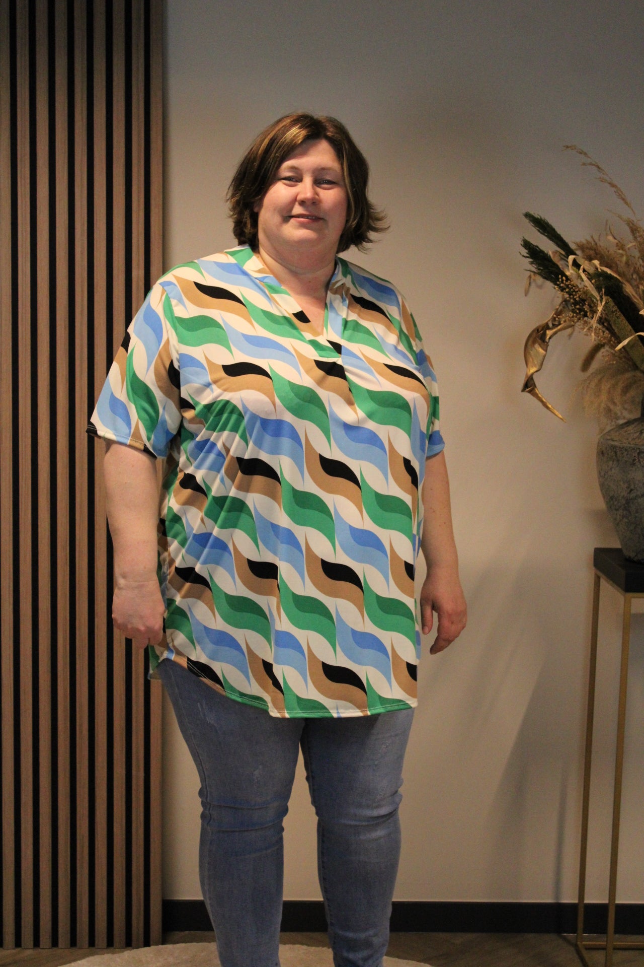 Linde | Bluse grün Kurzarm 52 bis 58