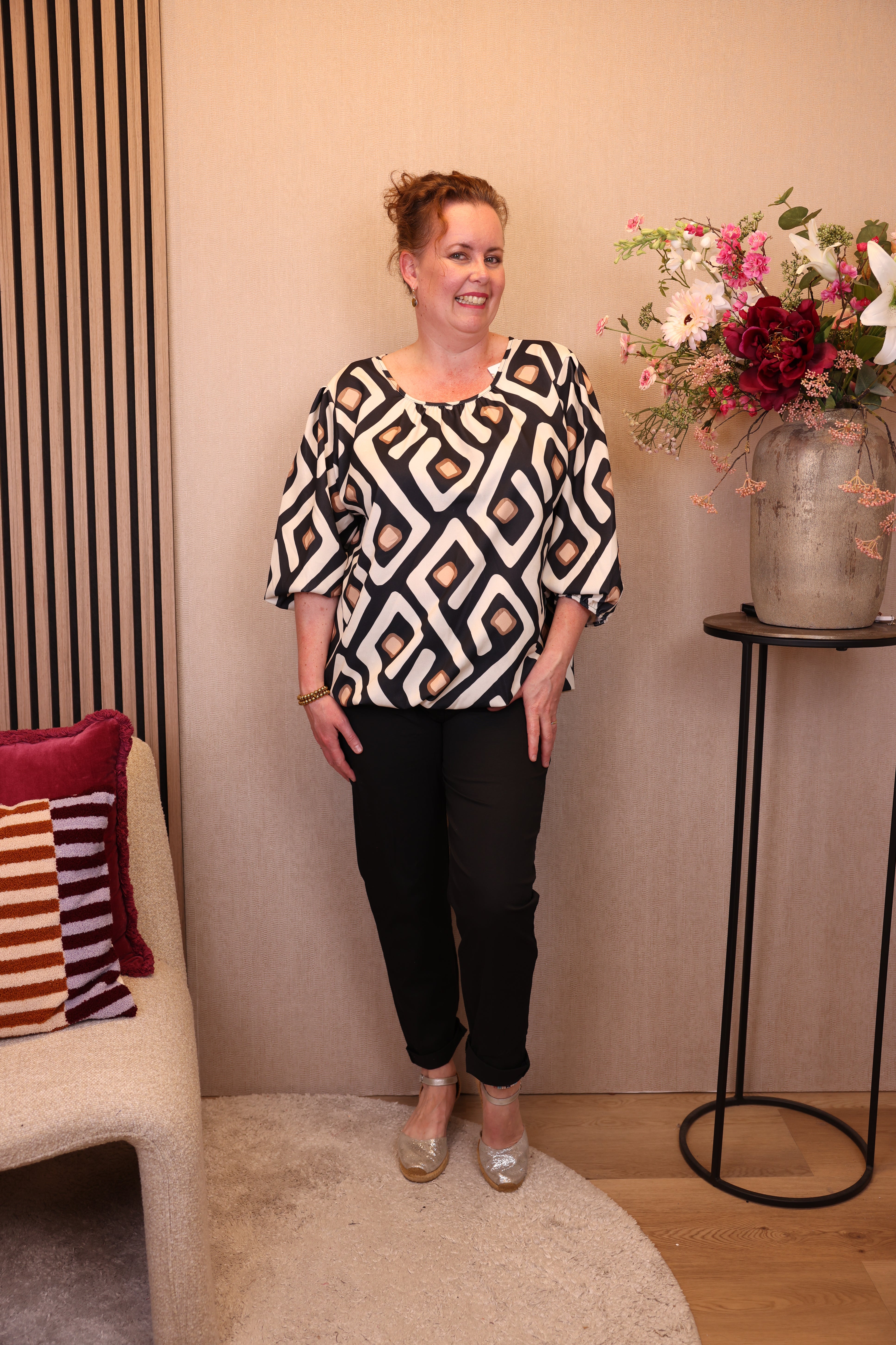 Dora | Bluse schwarz Langarm 52 bis 58