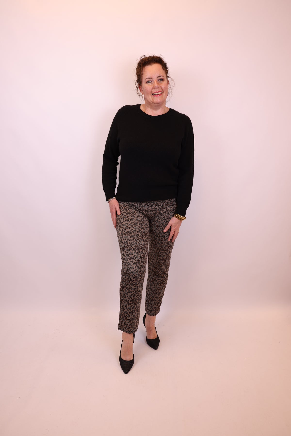 Dora | Bluse schwarz Langarm 52 bis 58