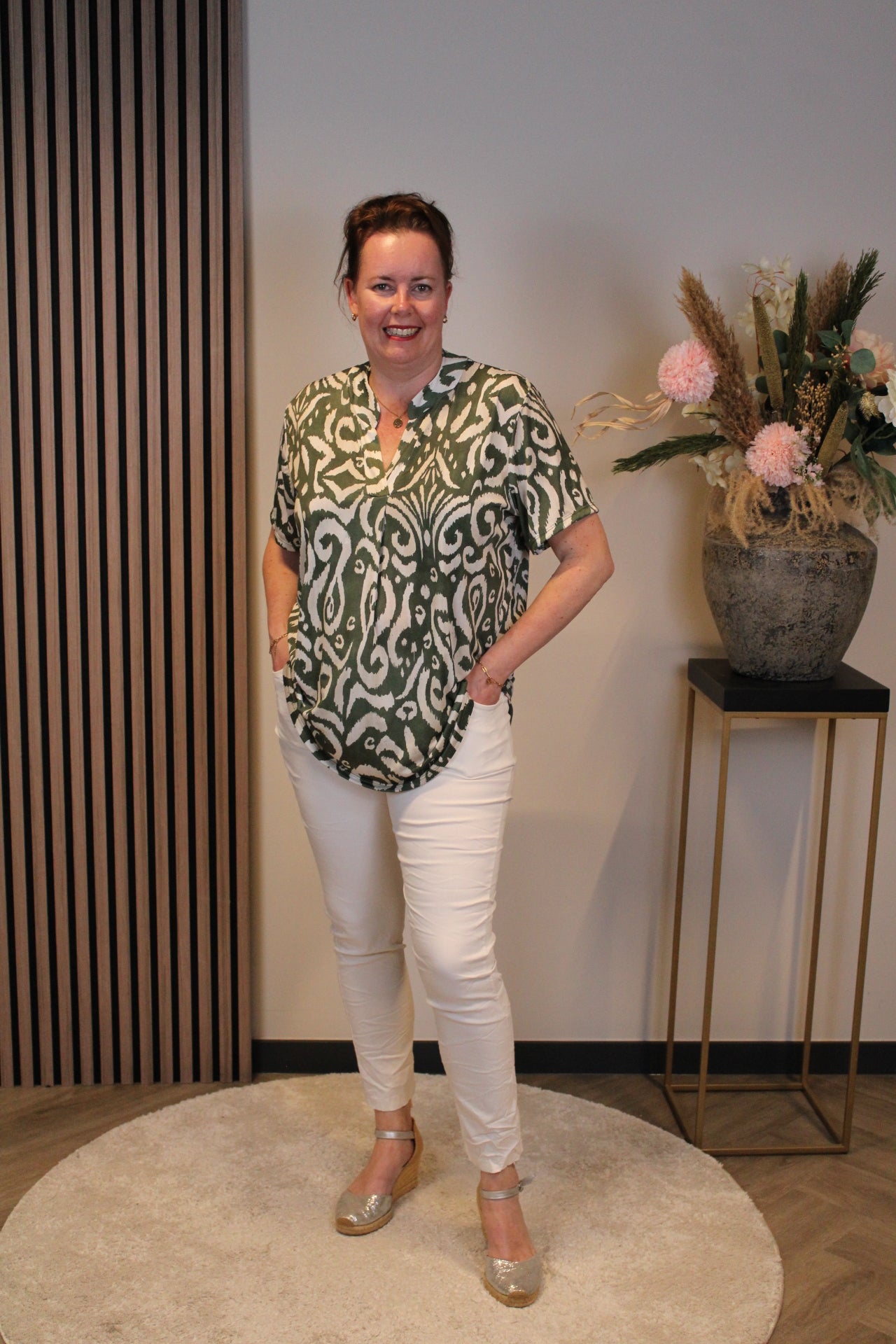 Kim | Bluse grün Kurzarm 48 bis 52