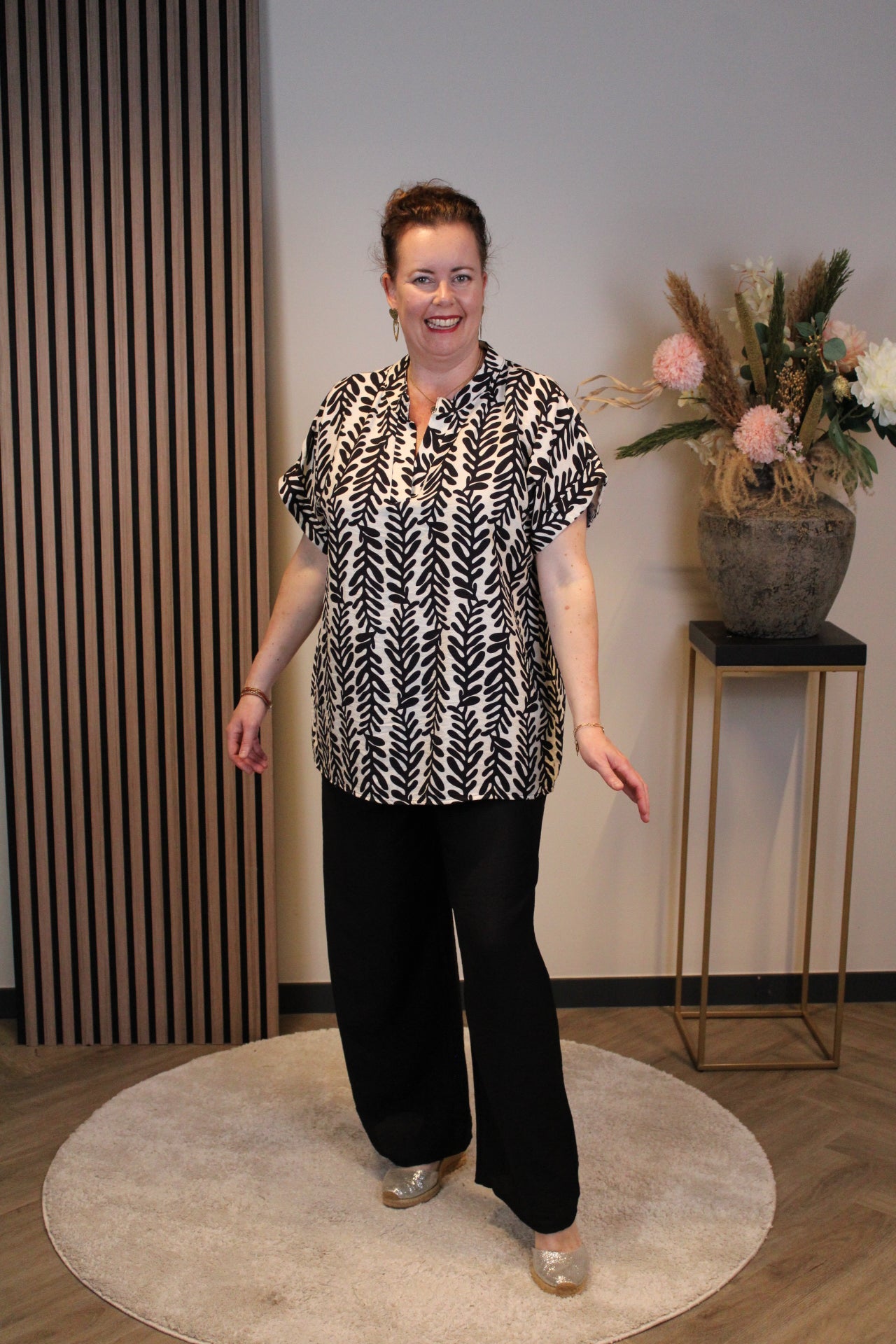 Dora | Bluse schwarz Langarm 52 bis 58