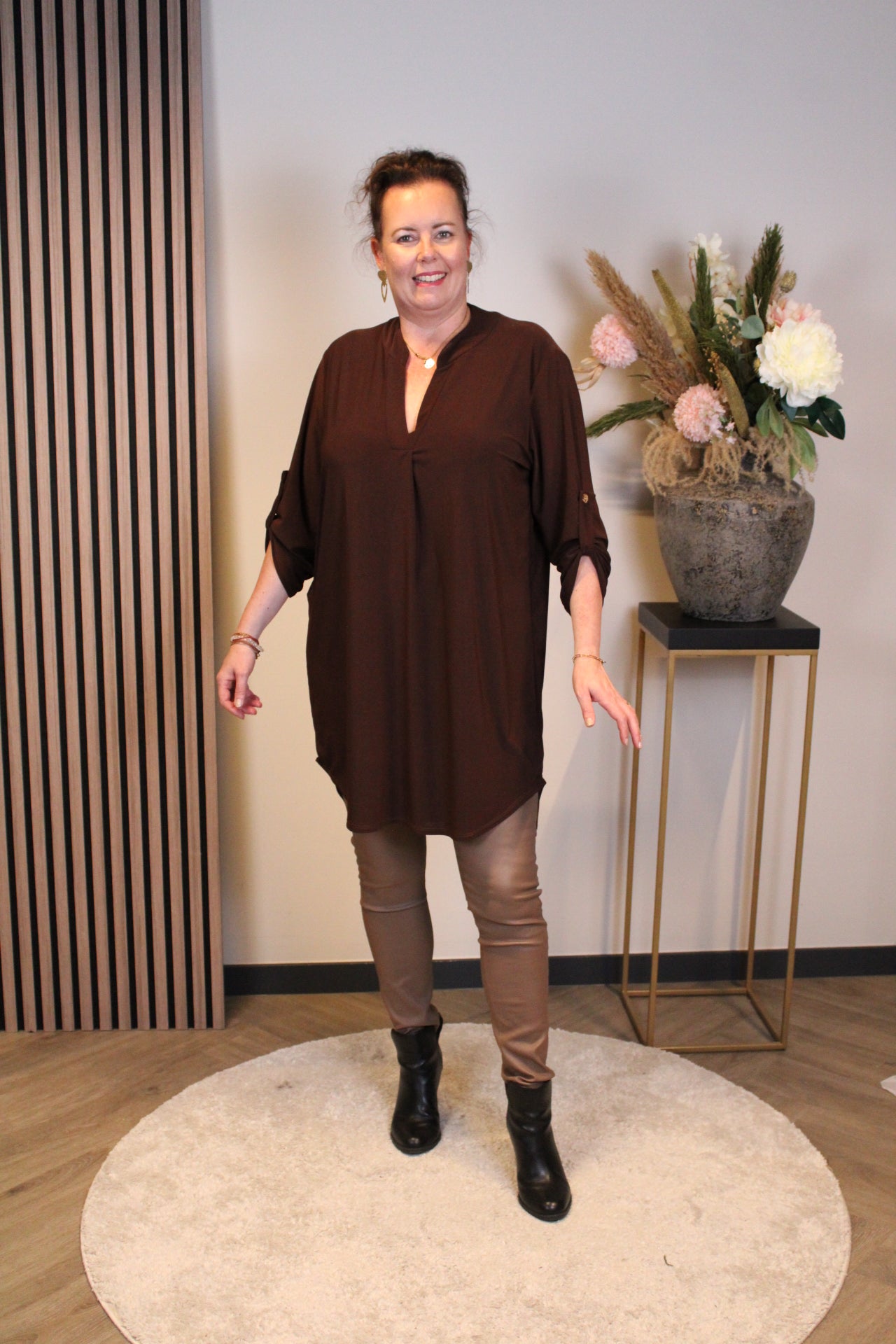 Lana | Blaue Bluse mit Kragen 38 bis 48