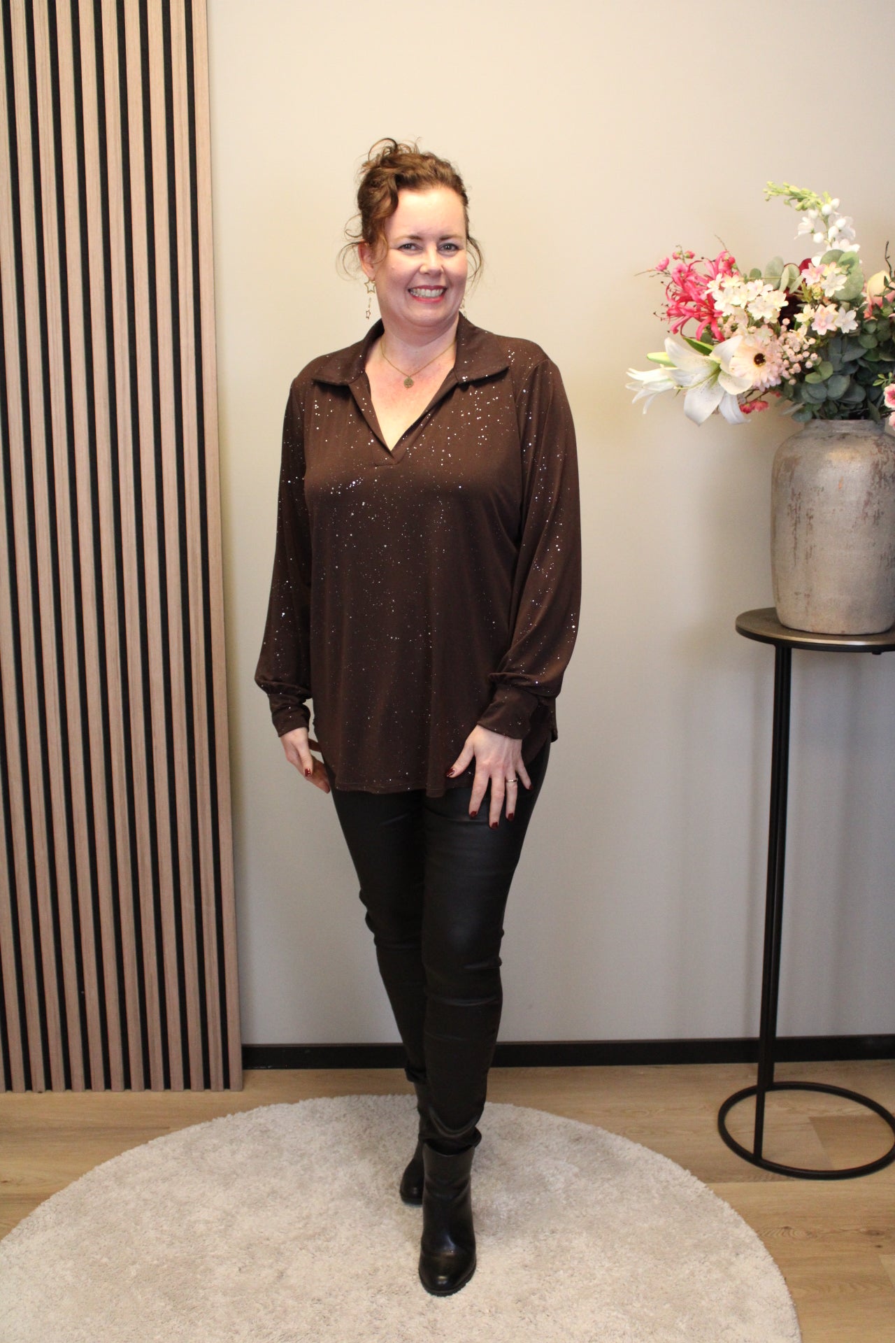 Dora | Bluse schwarz Langarm 52 bis 58