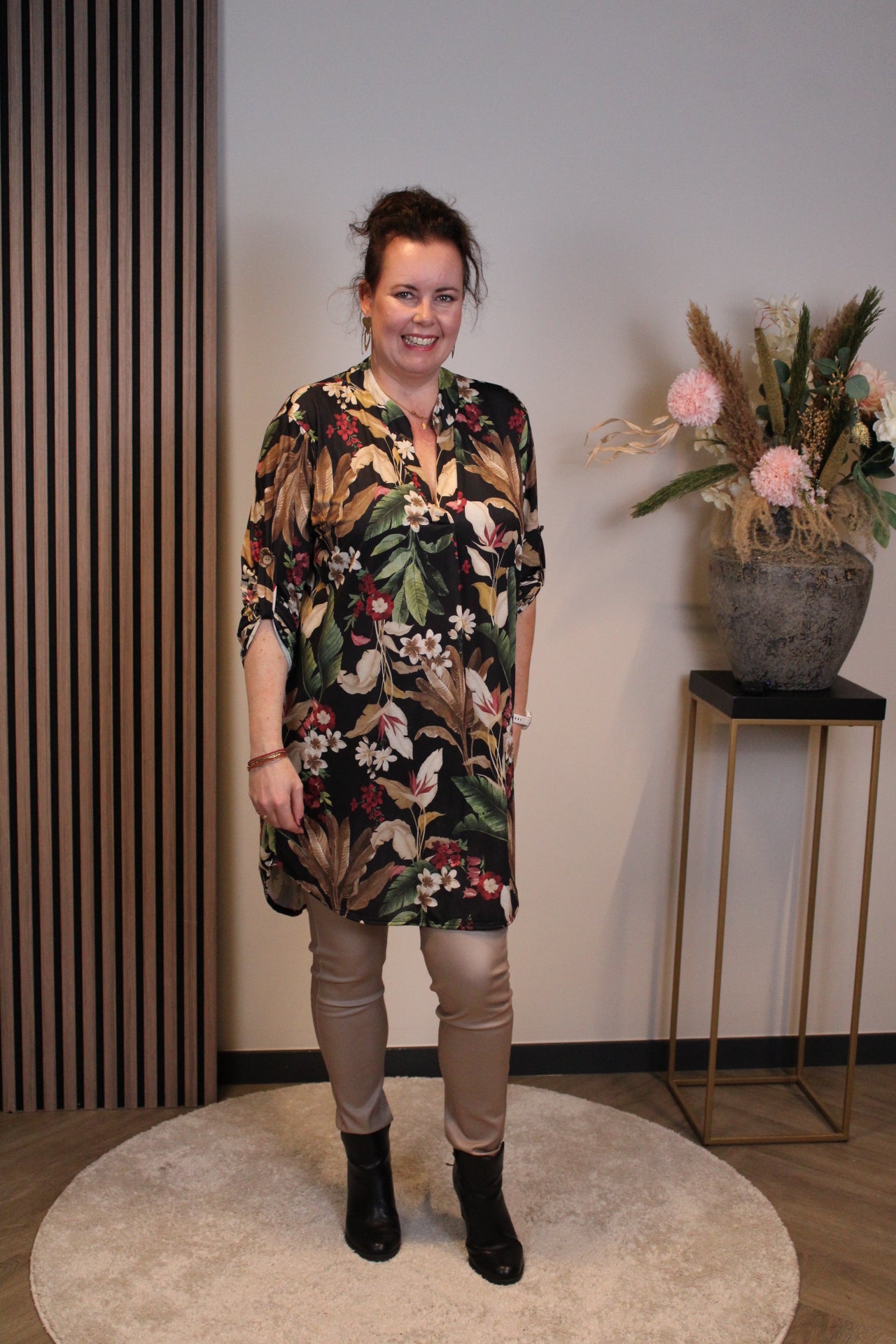 Lana | Blaue Bluse mit Kragen 38 bis 48