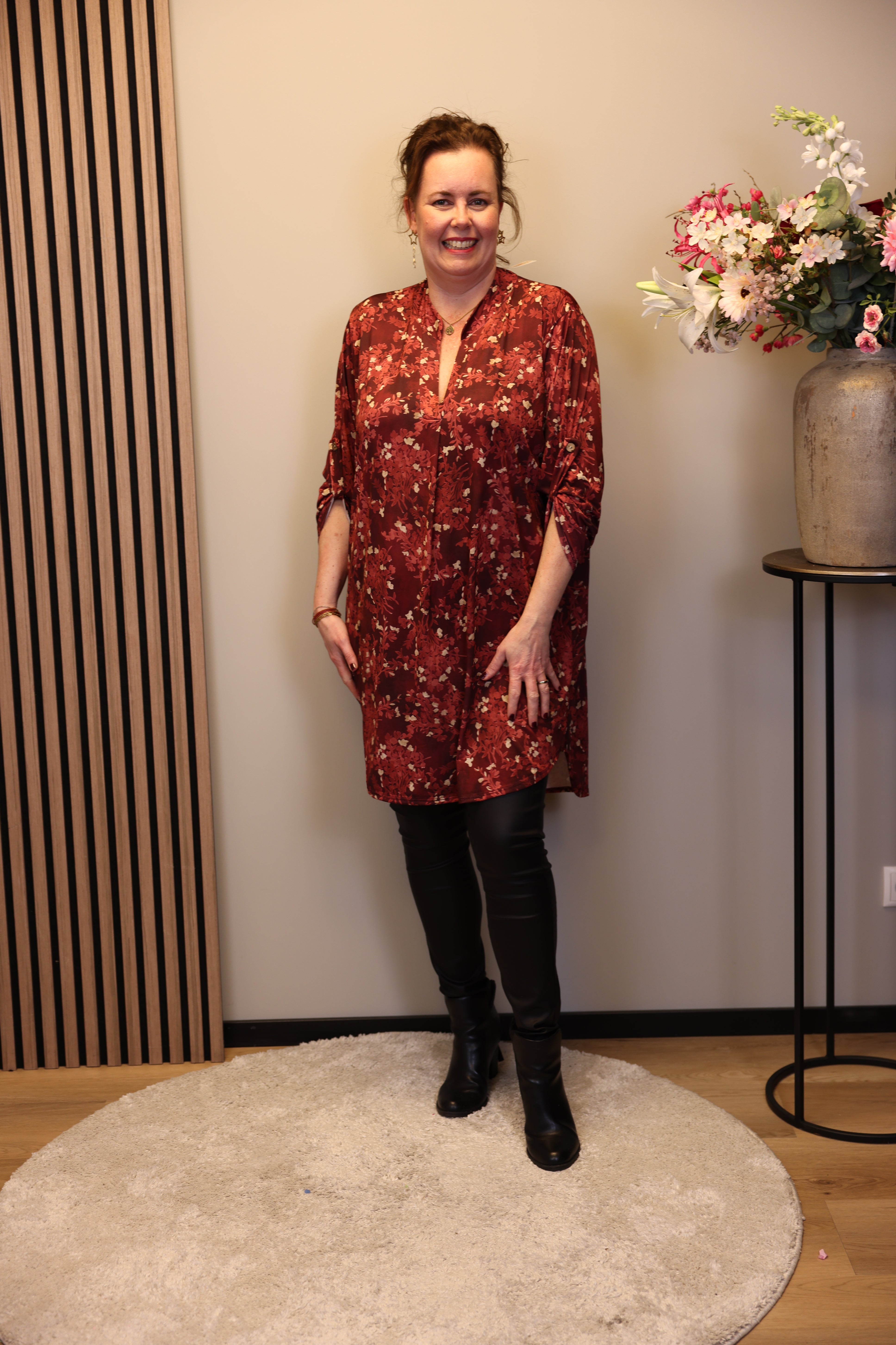 Lana | Blaue Bluse mit Kragen 38 bis 48